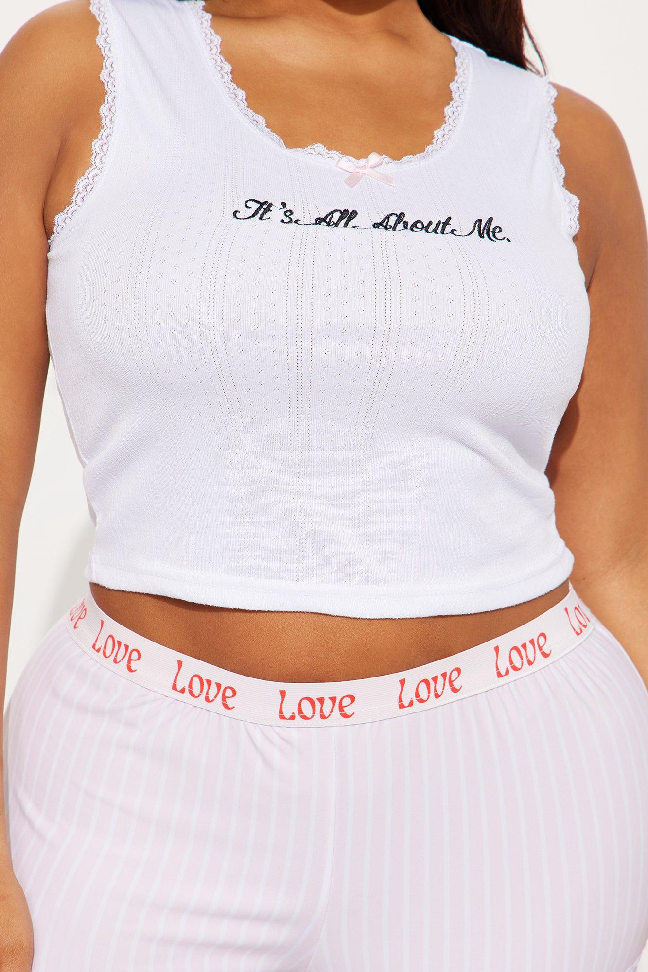 It's All About Me Pointelle PJ Short Set - White/Pink Product Image
