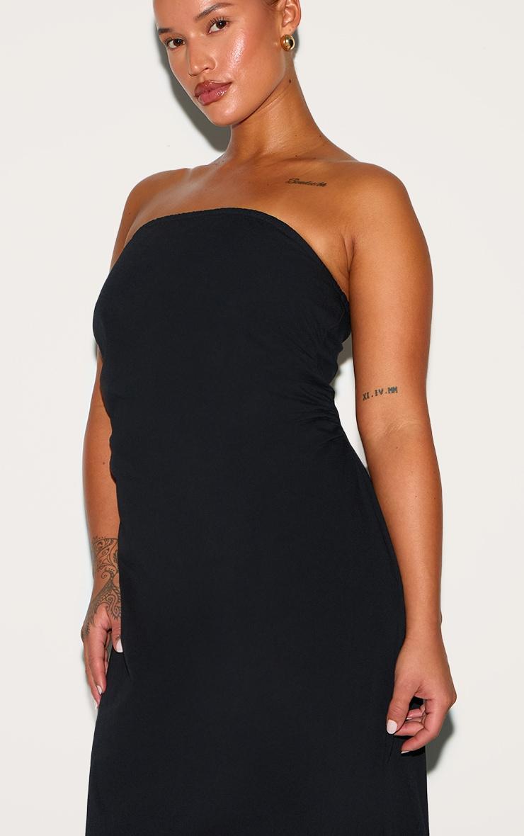 Plus Black Bandeau Ruched Shift Dress Product Image