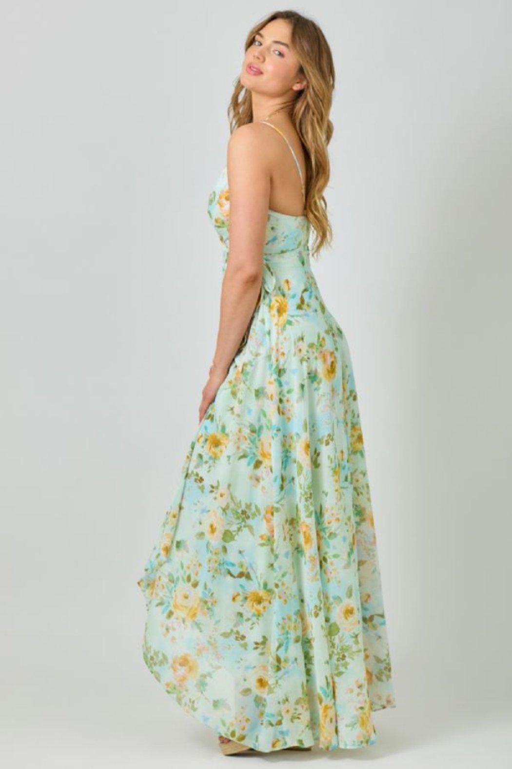 FLORAL CHIFFON SPLICED DRESS Product Image