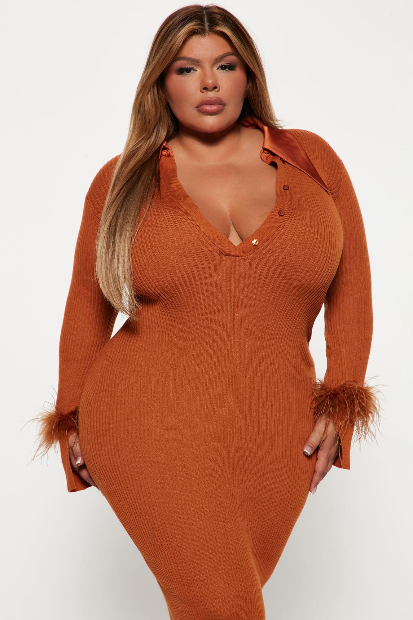 Raelynn Sweater Midi Dress - Rust Product Image