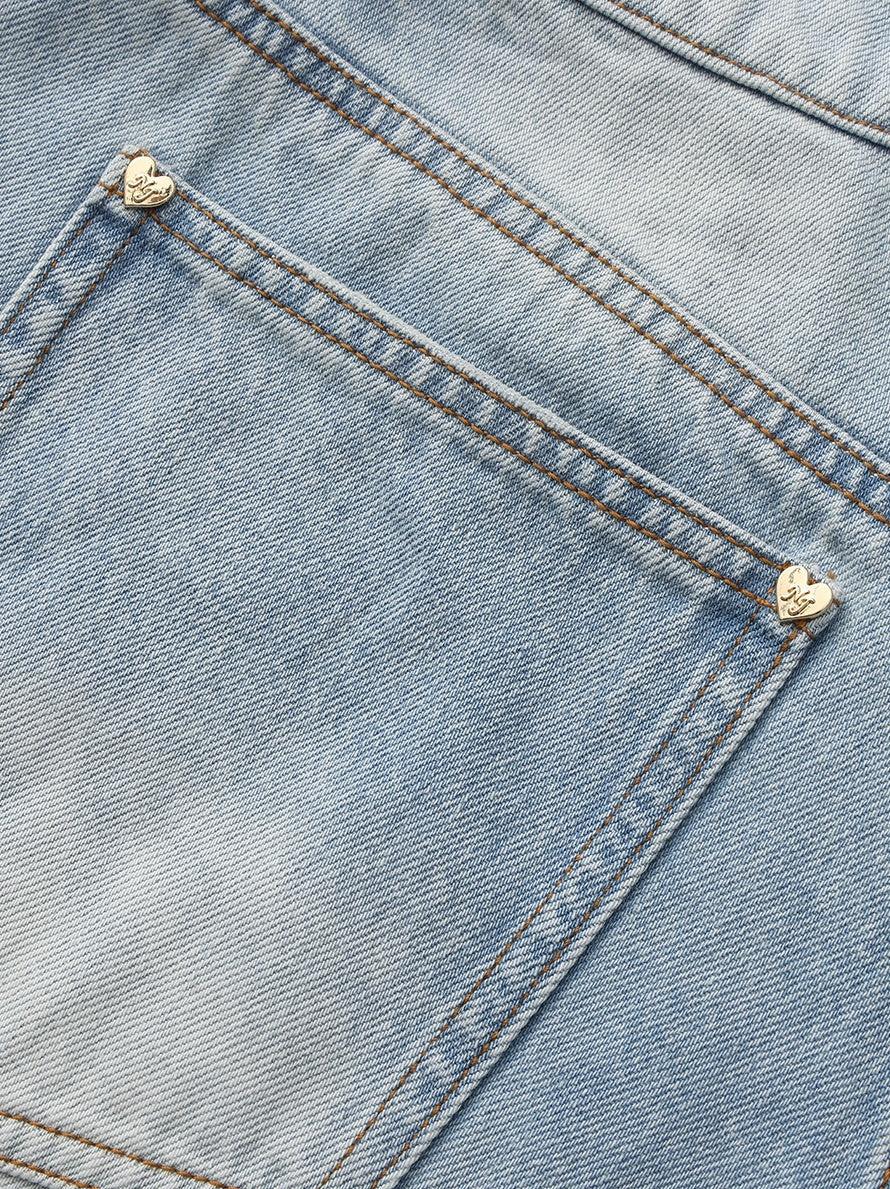 Ava Low-Rise Light Blue Straight Leg Jeans Product Image