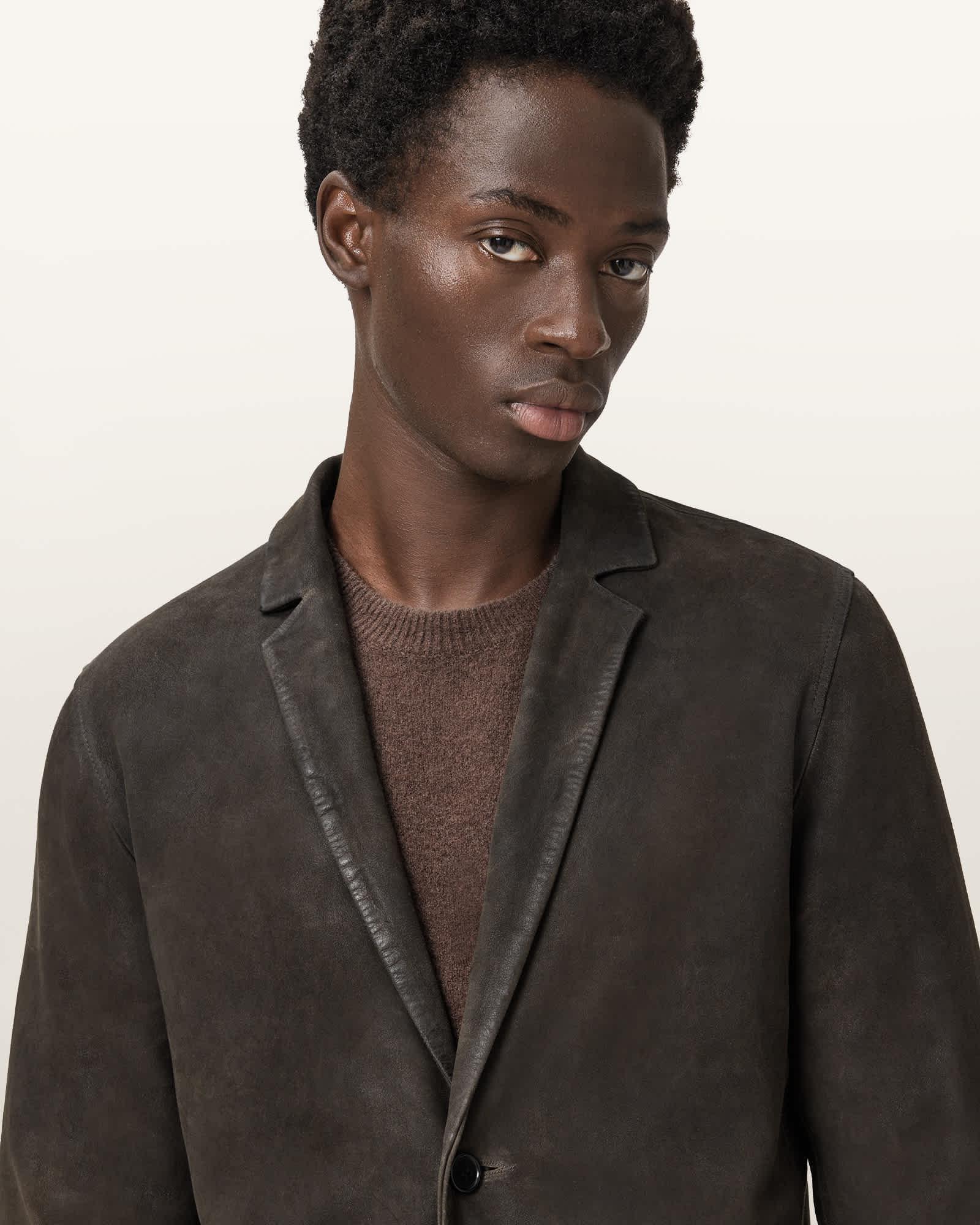 Monet Waxed Suede Blazer MOLE BROWN | ALLSAINTS US Product Image