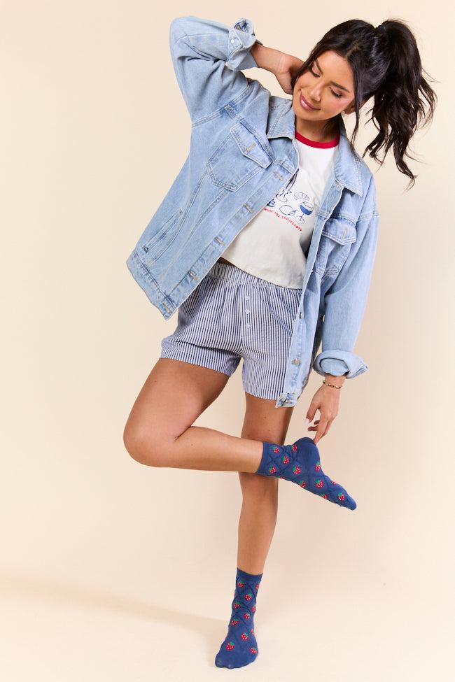 Navy Strawberry Socks FINAL SALE Product Image