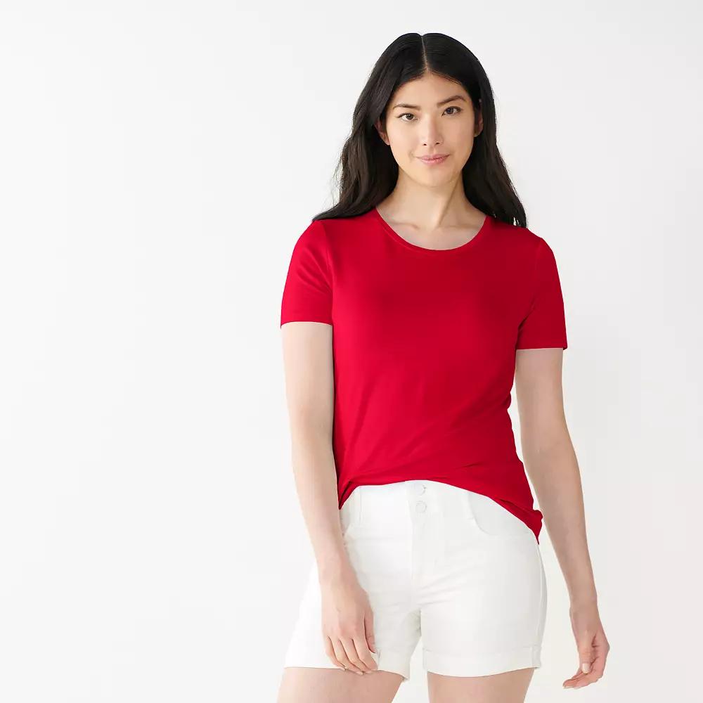 Petite Nine West Essential Crewneck Tee, Women's,  Product Image