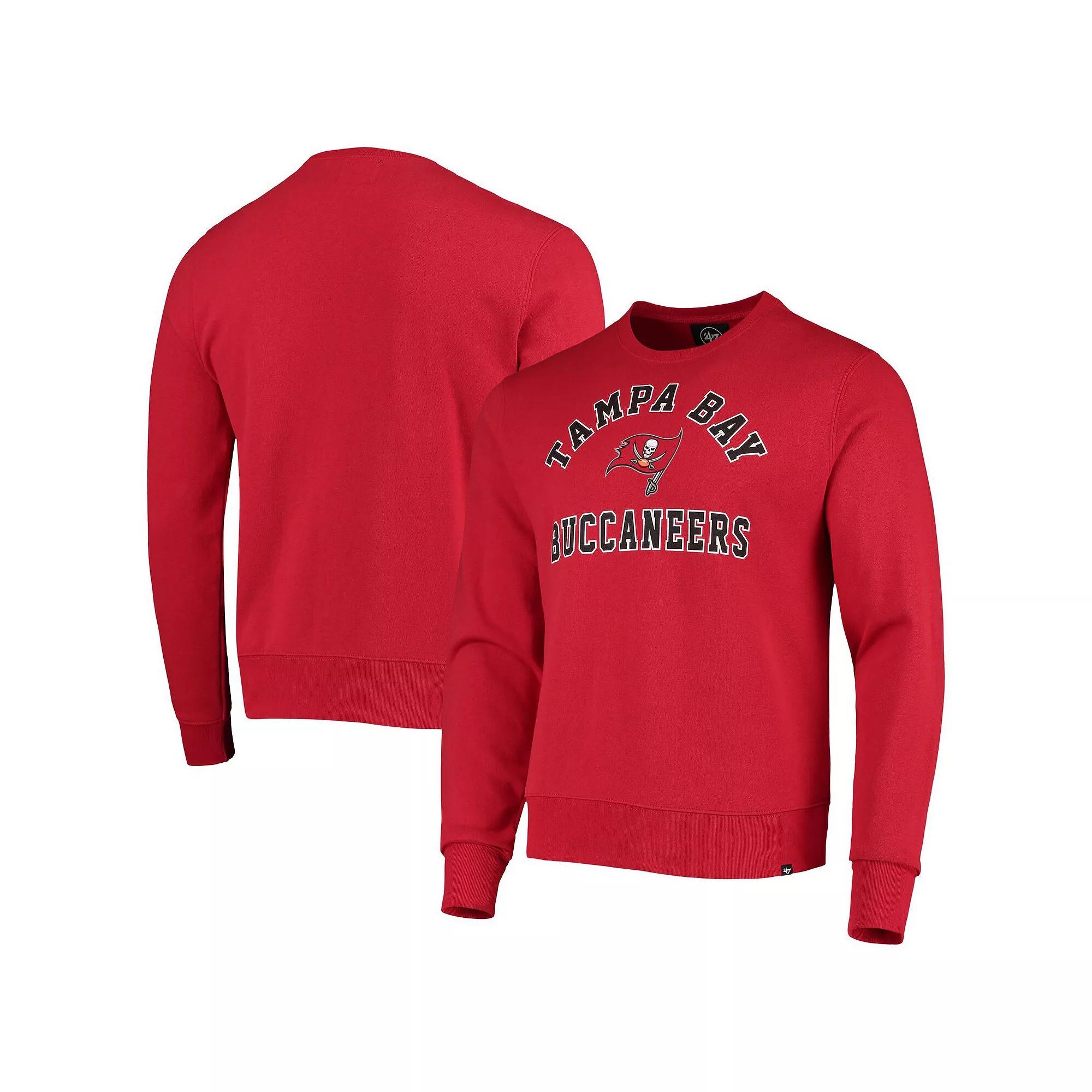 Men's '47 Red Tampa Bay Buccaneers Varsity Arch Headline Fleece Pullover Sweatshirt, Size: Large Product Image