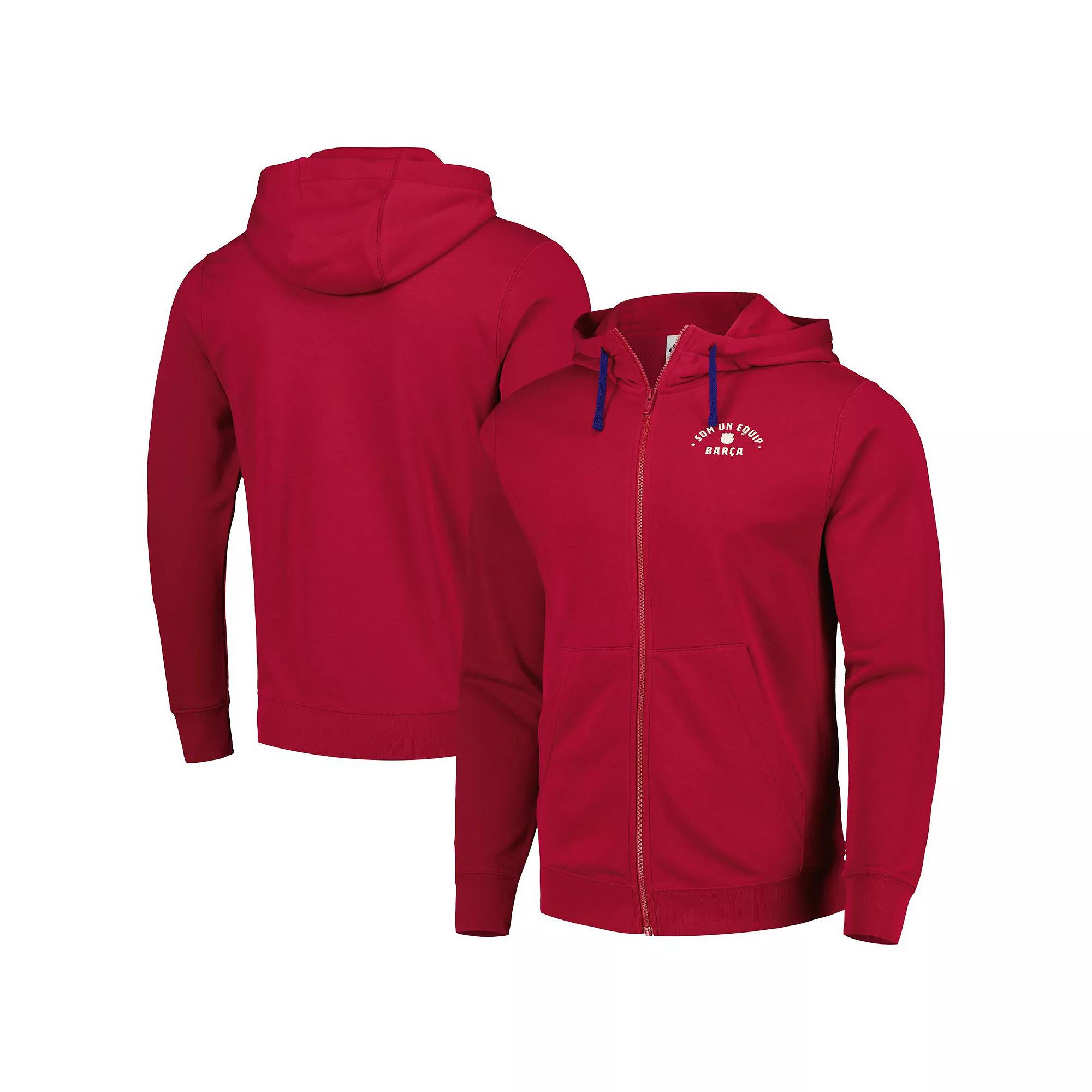 Men's Nike  Red Barcelona Club Fleece Full-Zip Hoodie, Size: 2XL, Bar Red Product Image