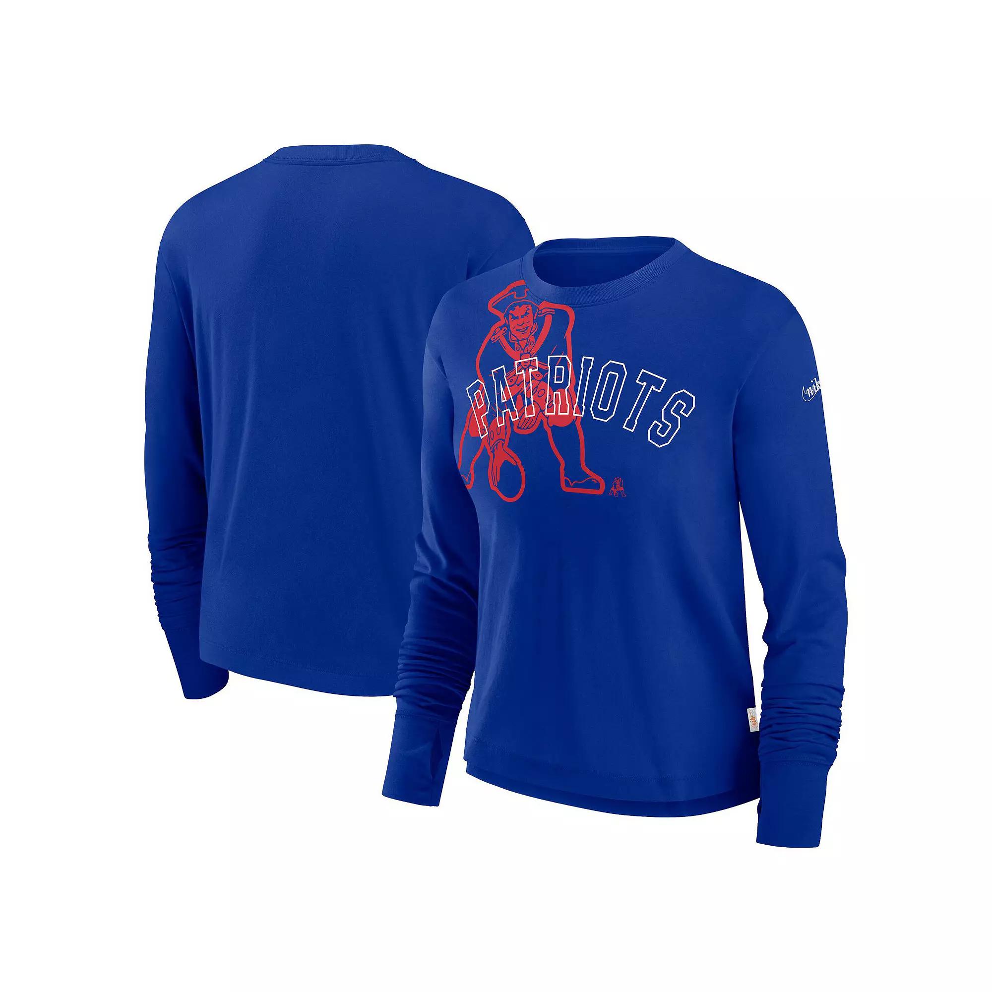 Women's Nike Royal Seattle Seahawks Layered Logo Cropped Long Sleeve Fashion T-Shirt, Size: XL, Blue Product Image