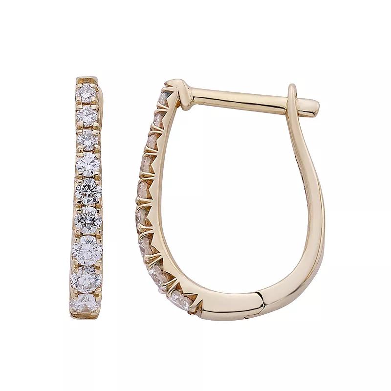 The Regal Collection 14k Gold 1/4 Carat T.W. IGL Certified Diamond Leverback Hoop Earrings, Women's, Pink Product Image