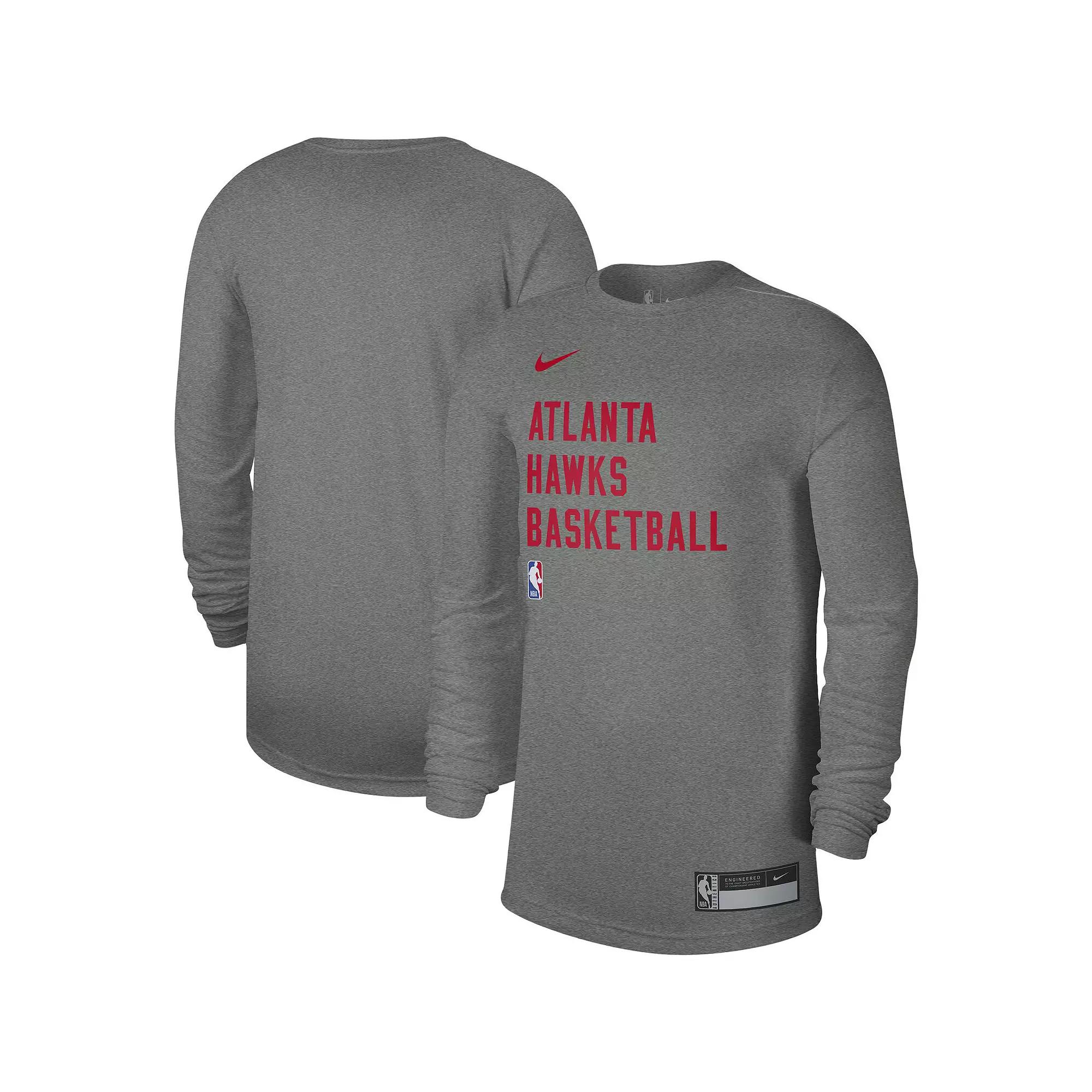Unisex Nike Heather Gray Atlanta Hawks 2023/24 Legend On-Court Practice Performance Long Sleeve T-Shirt, Men's,  Product Image