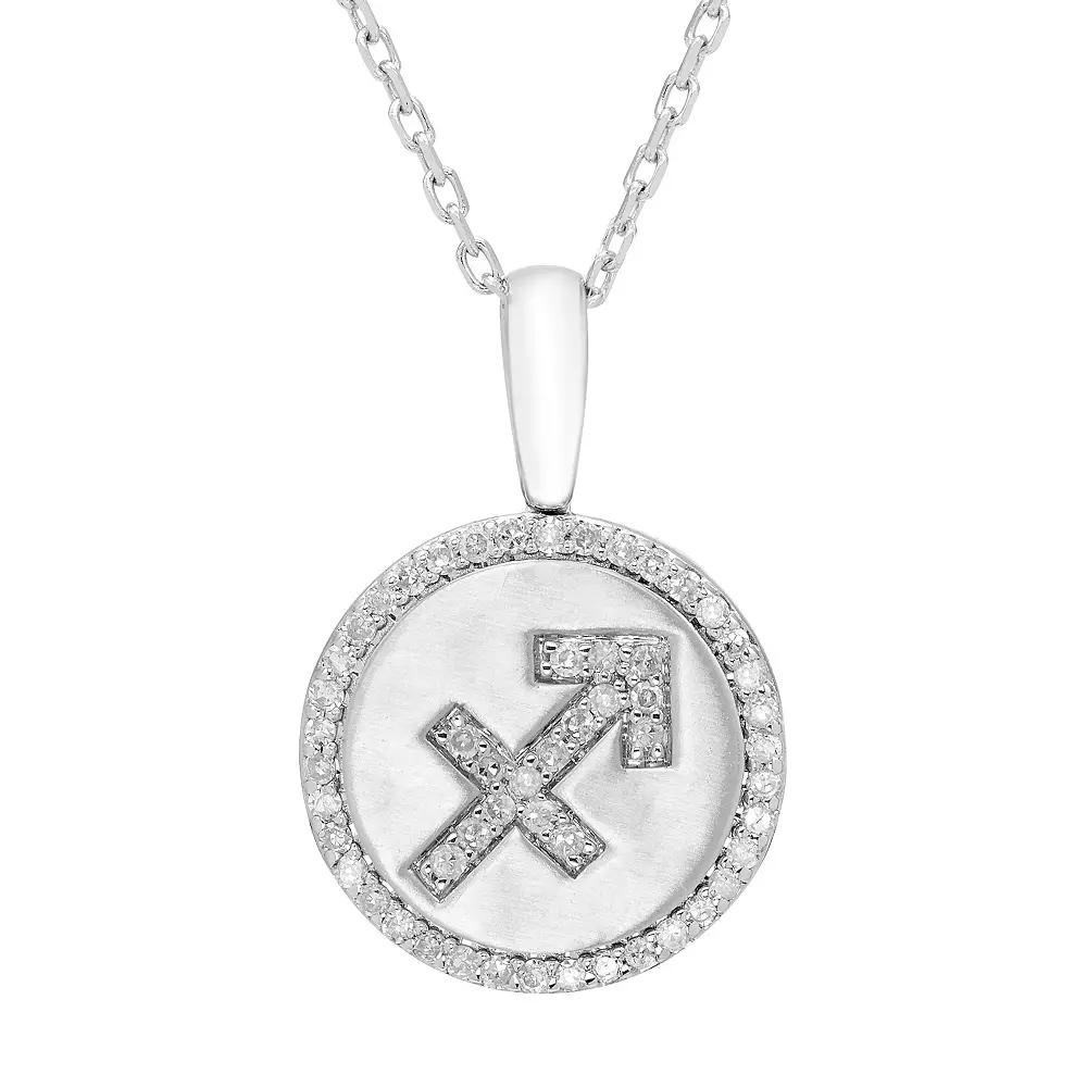 It's Personal Sterling Silver 1/6 Carat T.W. Diamond Zodiac Sign Necklace, Women's, Size: 16-18" ADJ, Cancer Product Image