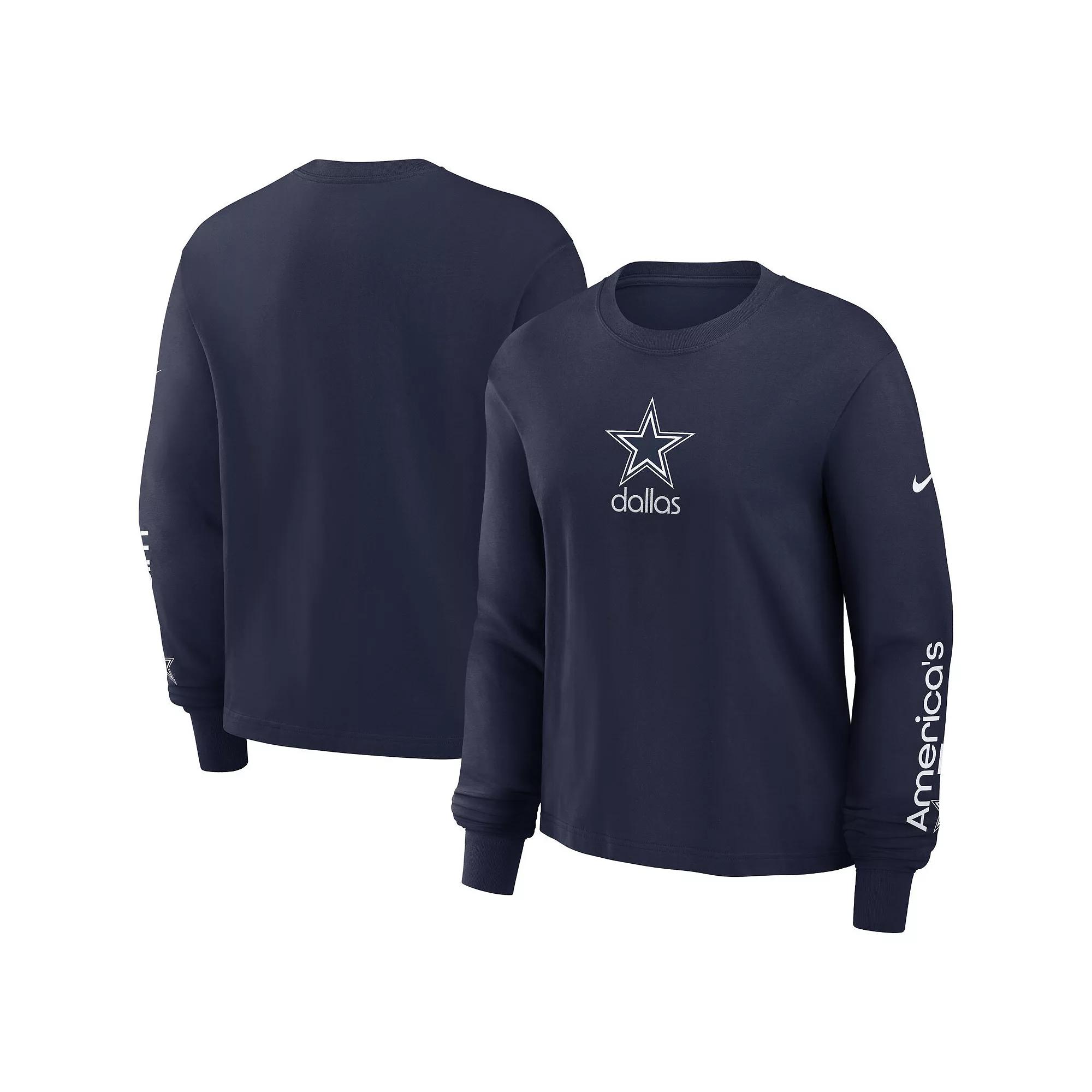 Women's Nike Navy Dallas Cowboys Boxy Long Sleeve T-Shirt,  Product Image