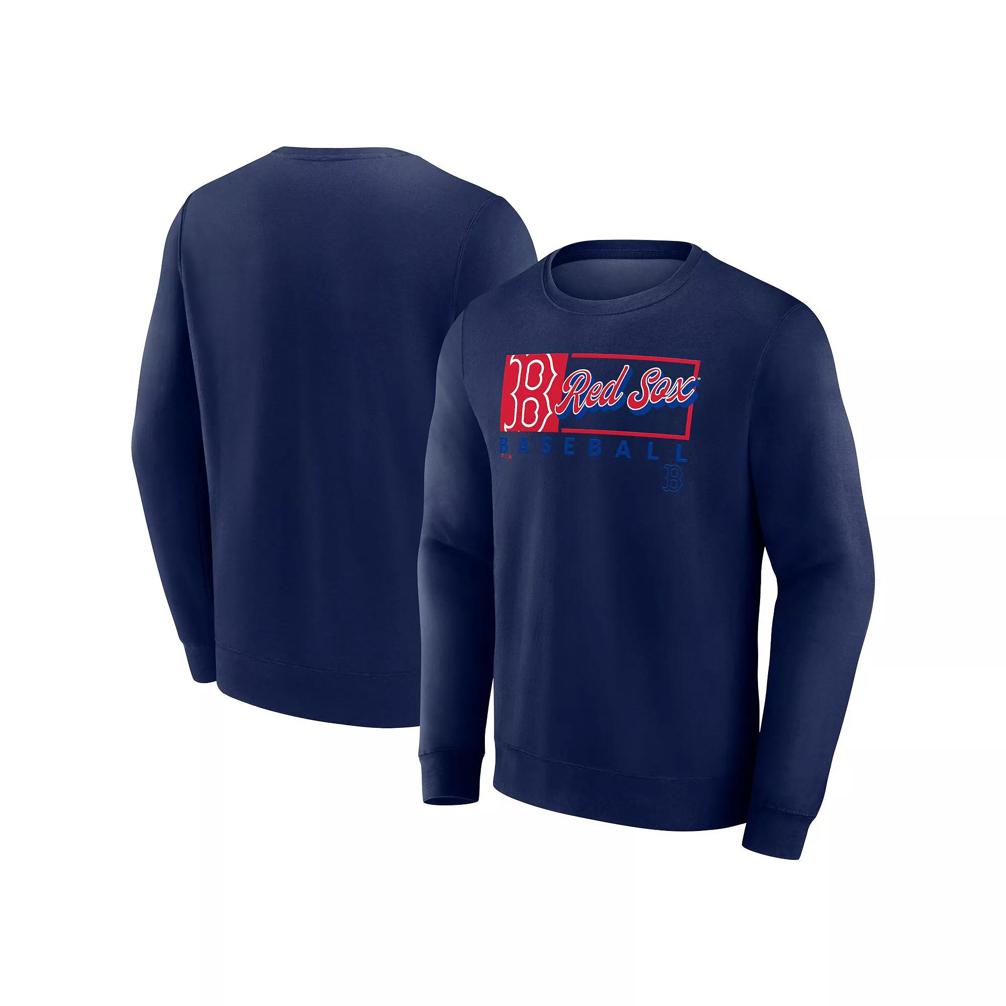 Men's Fanatics Navy Atlanta Braves Focus Fleece Pullover Sweatshirt,  Product Image