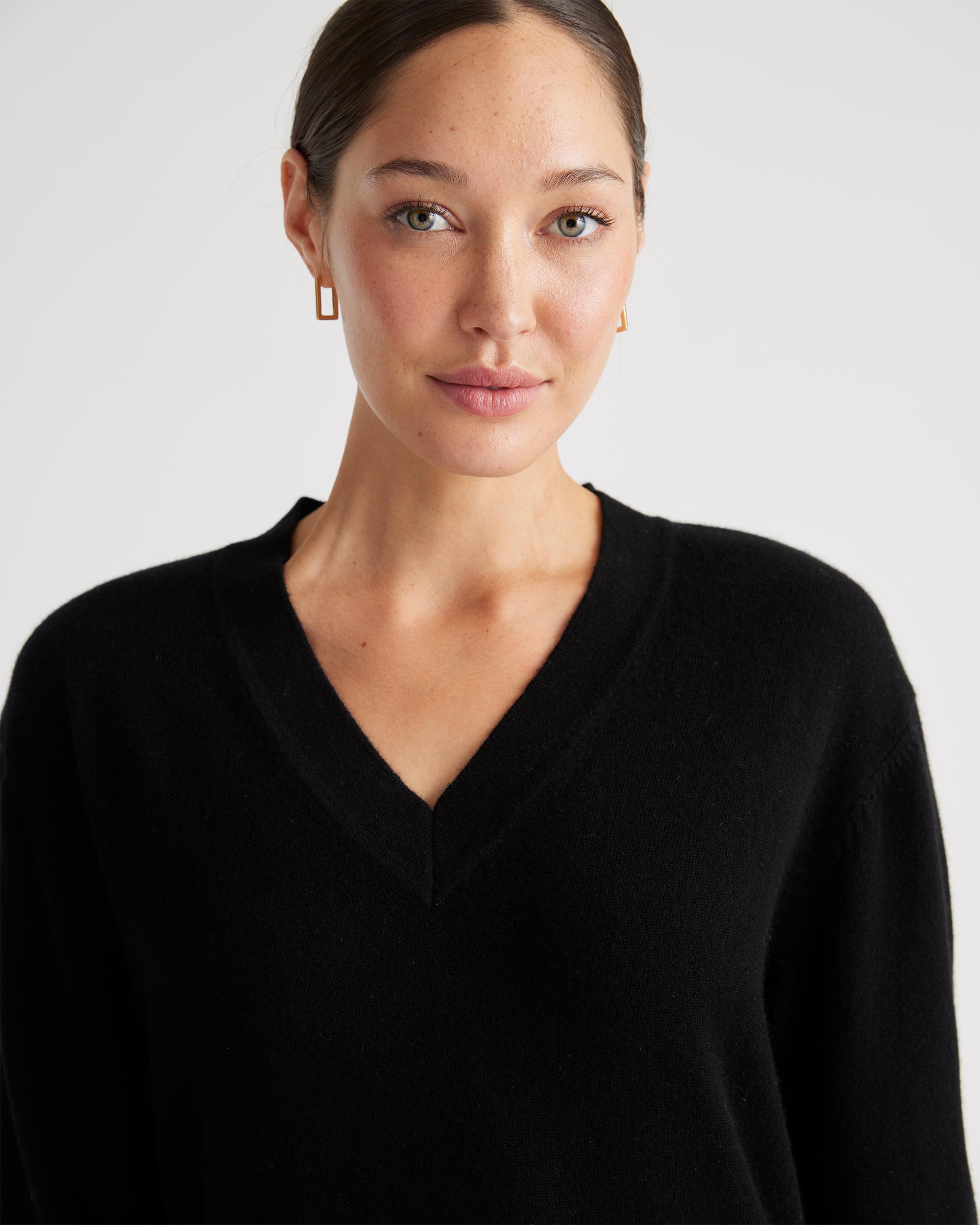 Quince | Women's Mongolian Cashmere V-Neck Midi Sweater Dress Size XL Product Image