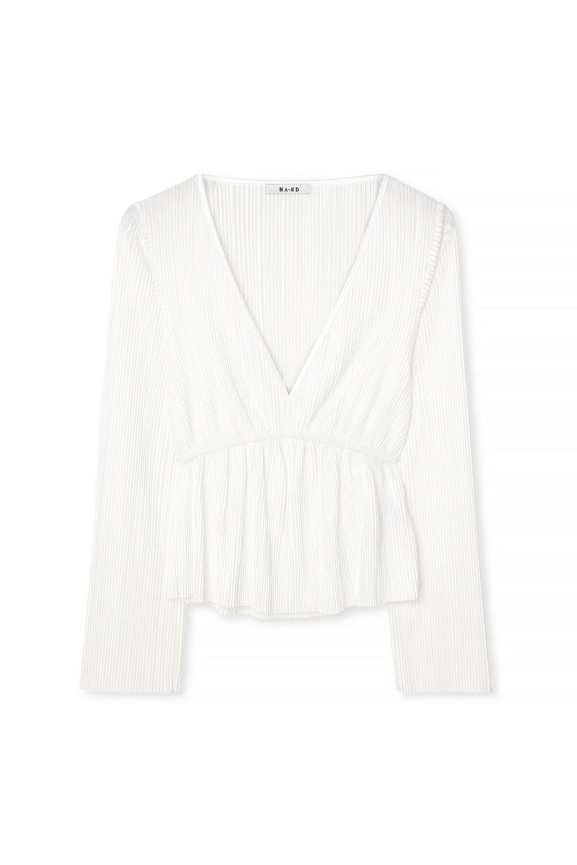 Pleated Long Sleeve Blouse Product Image
