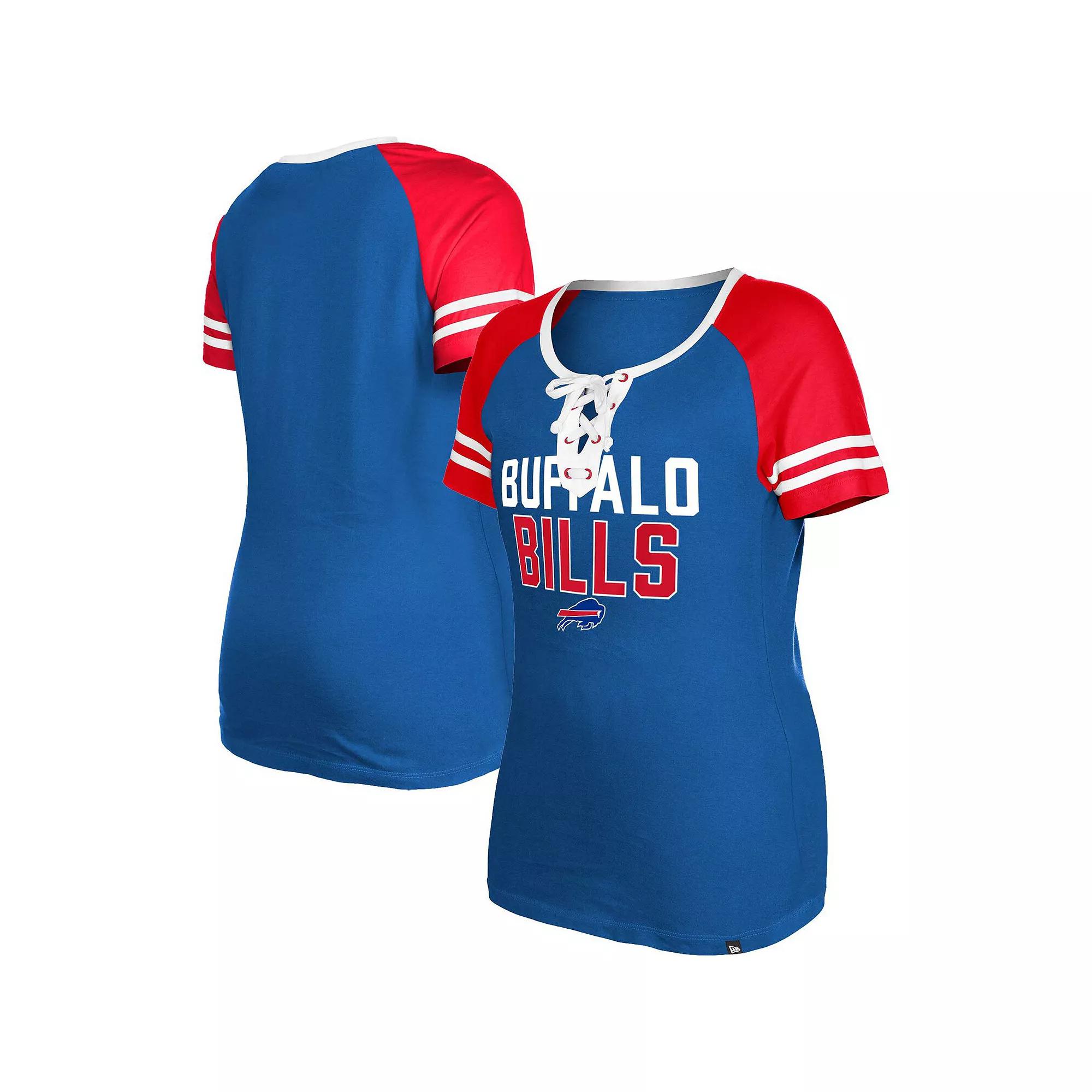 Women's New Era Royal Buffalo Bills Raglan Lace-Up T-Shirt,  Product Image
