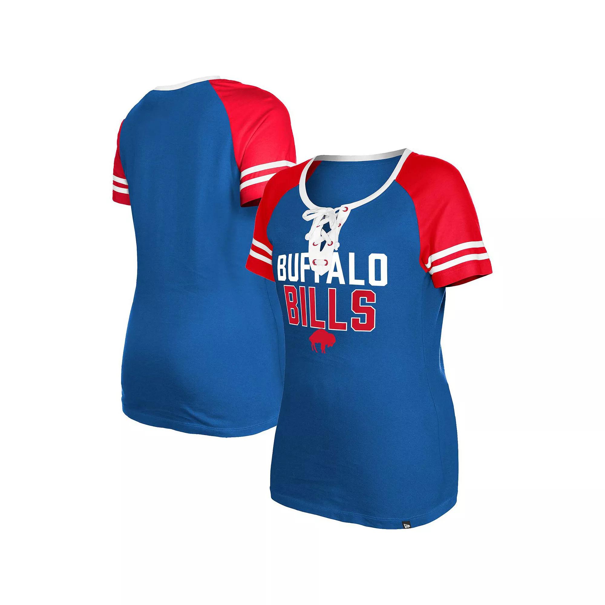 Women's New Era Royal Buffalo Bills Raglan Lace-Up T-Shirt,  Product Image