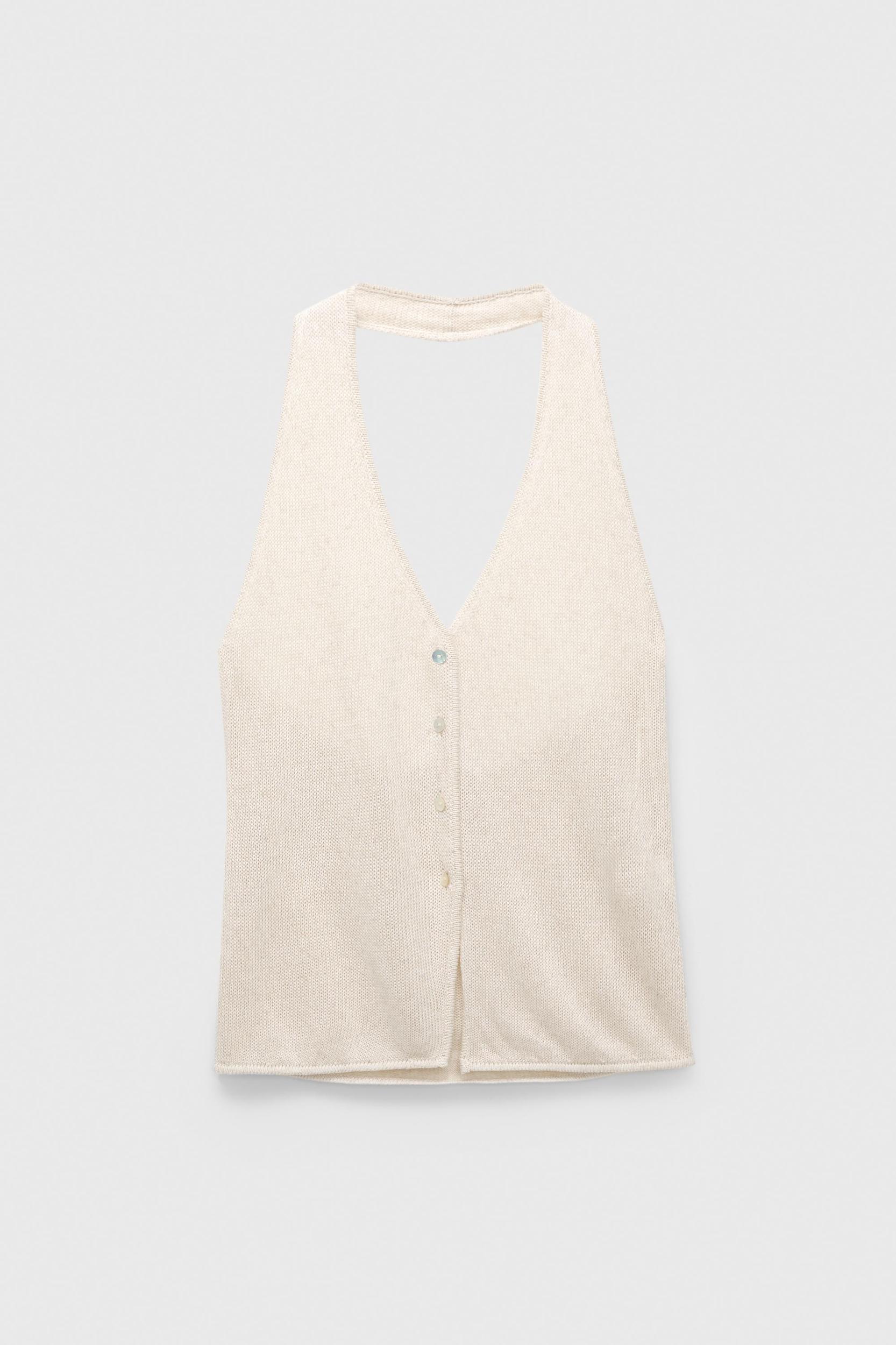 Linen blend halter vest Product Image