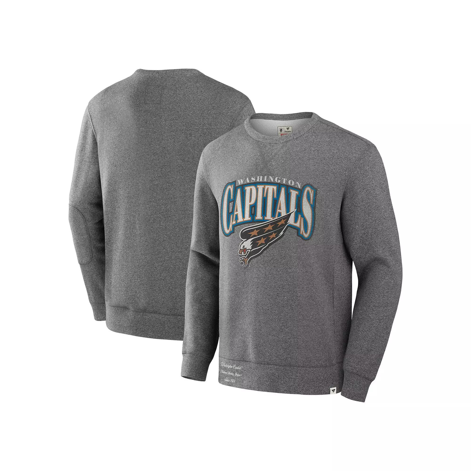 Men's Fanatics Heather Gray Washington Capitals Decades Collection Legendary Fleece Pullover Sweatshirt,  Product Image