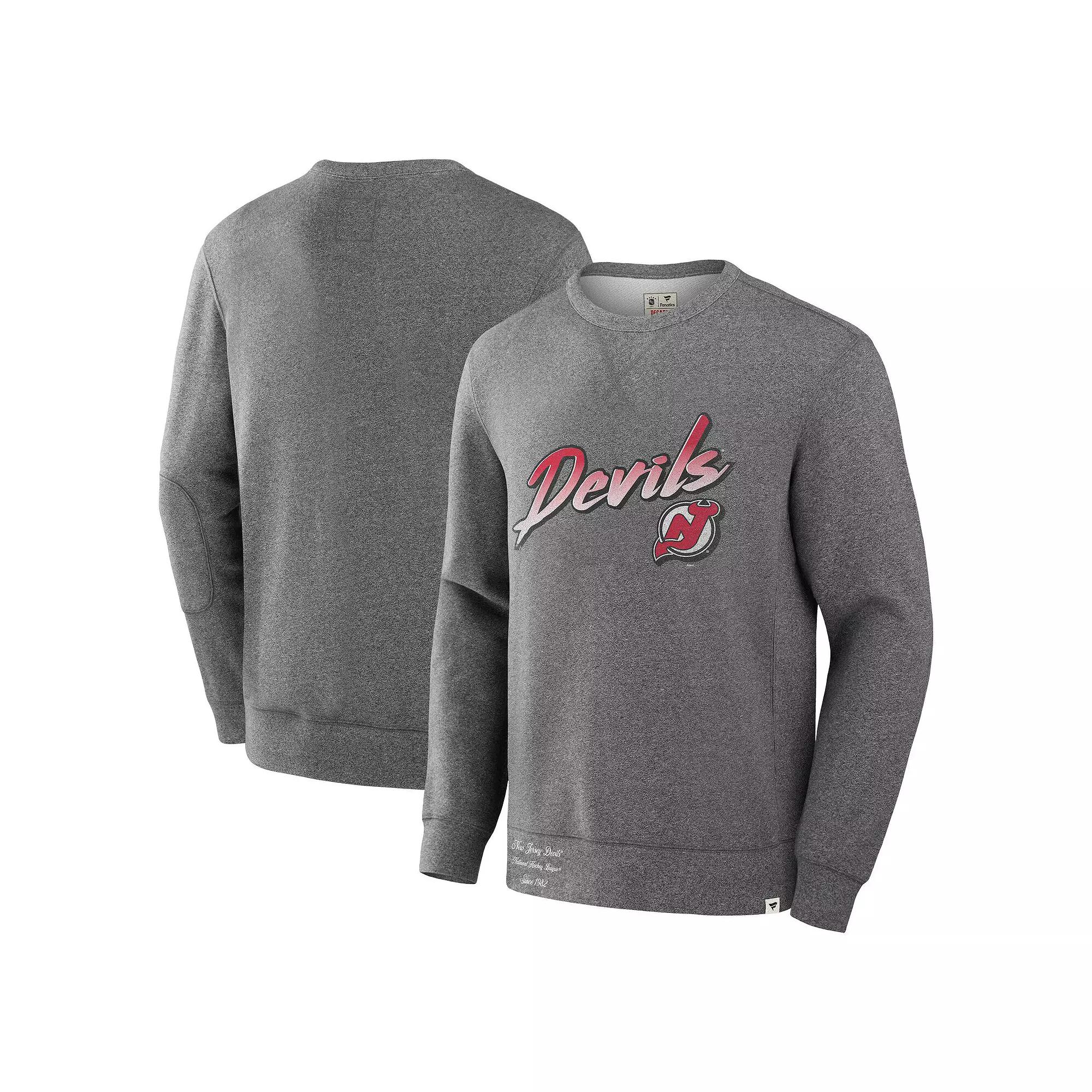 Men's Fanatics Heather Gray New Jersey Devils Decades Collection Legendary Fleece Pullover Sweatshirt,  Product Image
