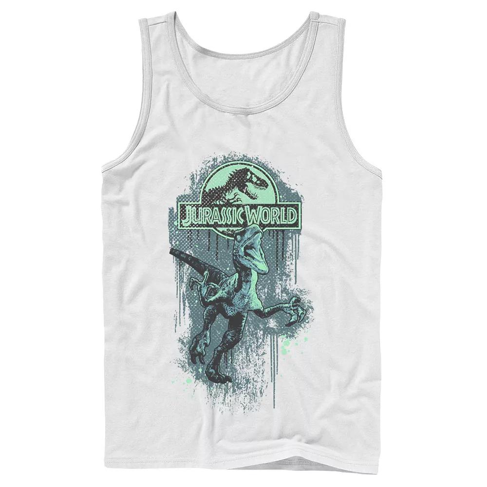 Men's Jurassic World Raptor Paint Splatter Title Logo Graphic Tank Top,  Product Image