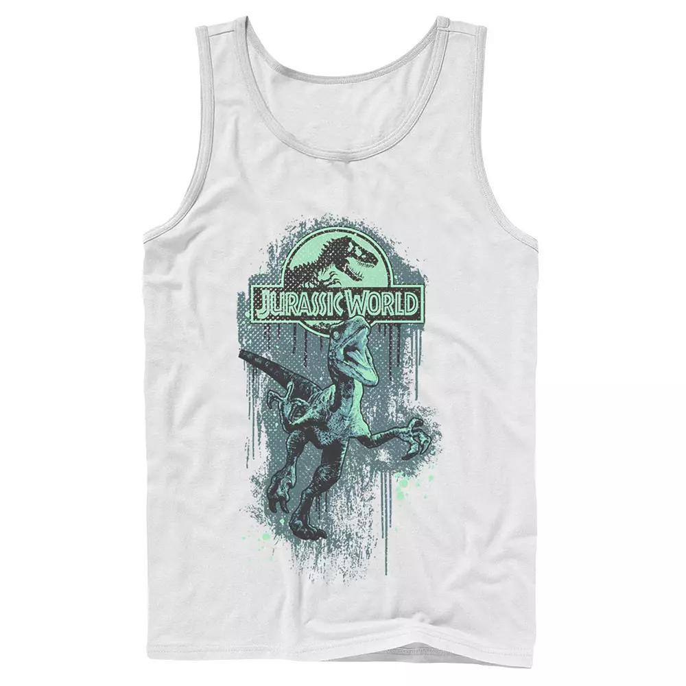 Men's Jurassic World Raptor Paint Splatter Title Logo Graphic Tank Top,  Product Image
