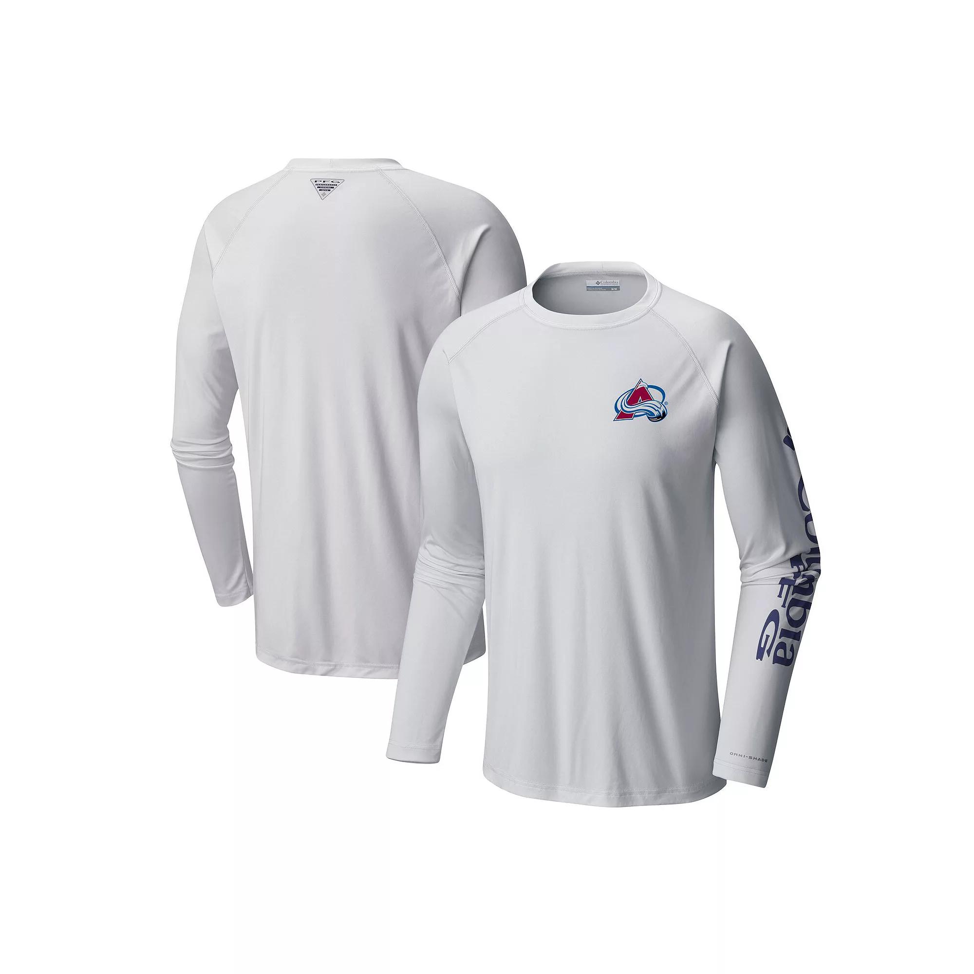 Men's Columbia White Colorado Avalanche Terminal Tackle Omni-Shade Raglan Long Sleeve T-Shirt,  Product Image