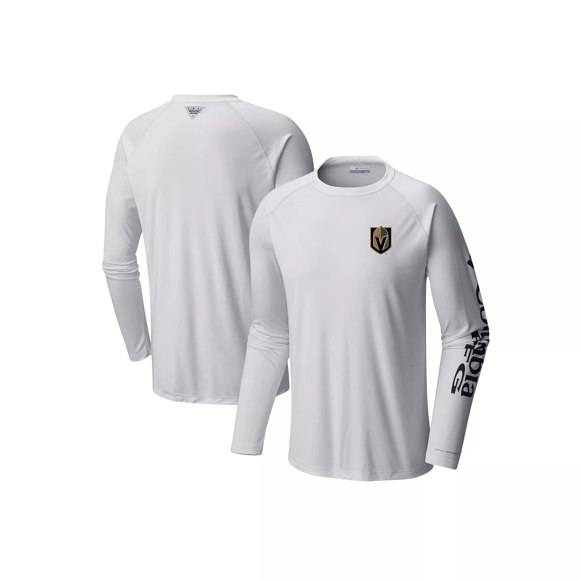 Men's Columbia White Vegas Golden Knights Terminal Tackle Omni-Shade Raglan Long Sleeve T-Shirt,  Product Image