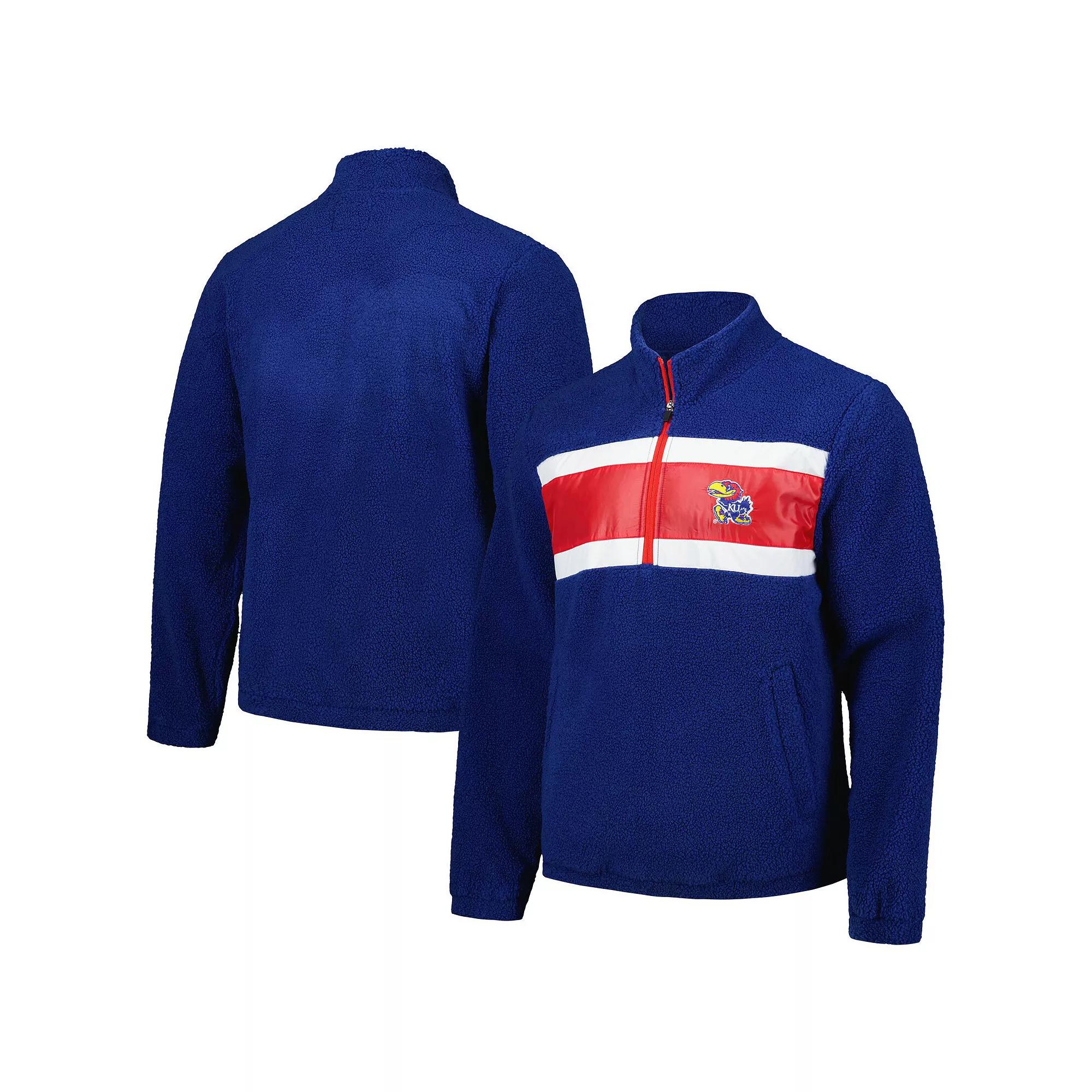 Men's G-III Sports by Carl Banks Navy Kansas Jayhawks Pinch Runner Half-Zip Top,  Product Image