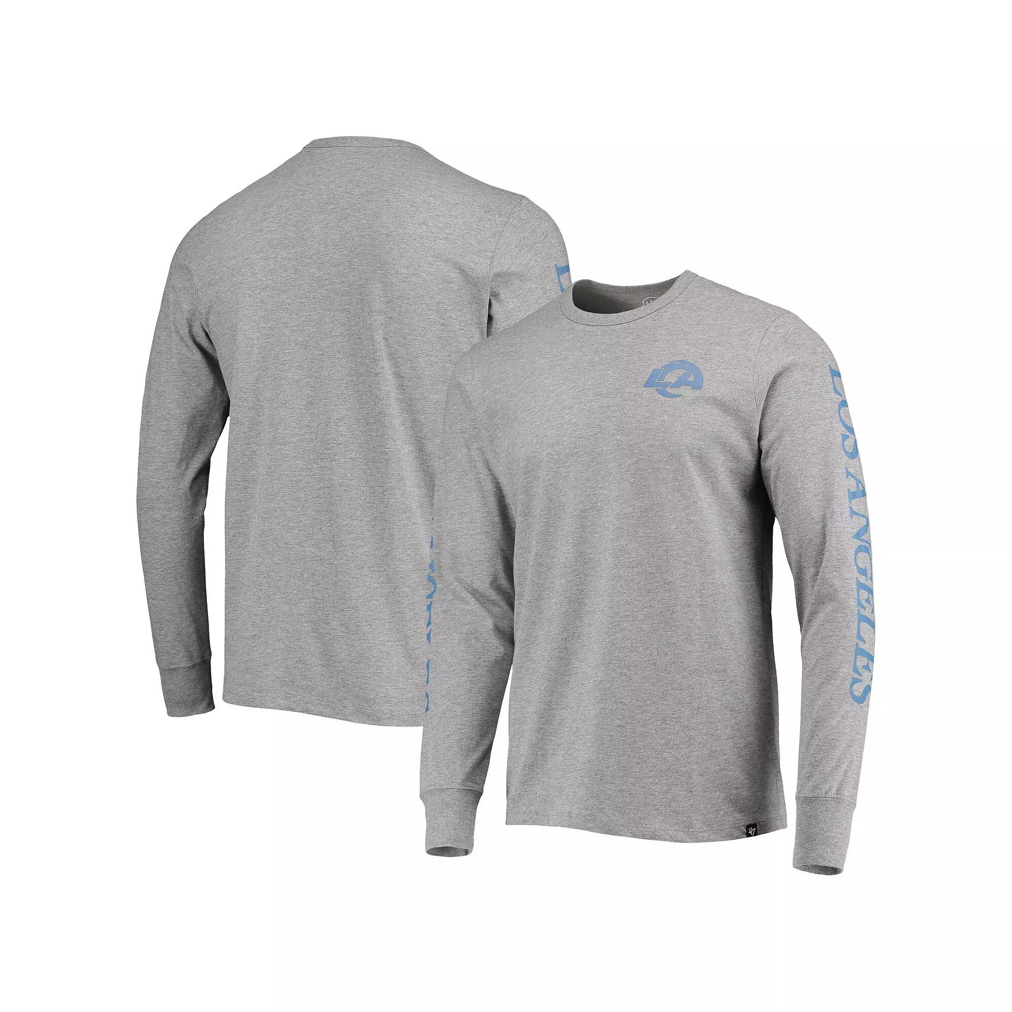 Men's '47 Gray Los Angeles Rams Franklin Long Sleeve T-Shirt,  Product Image