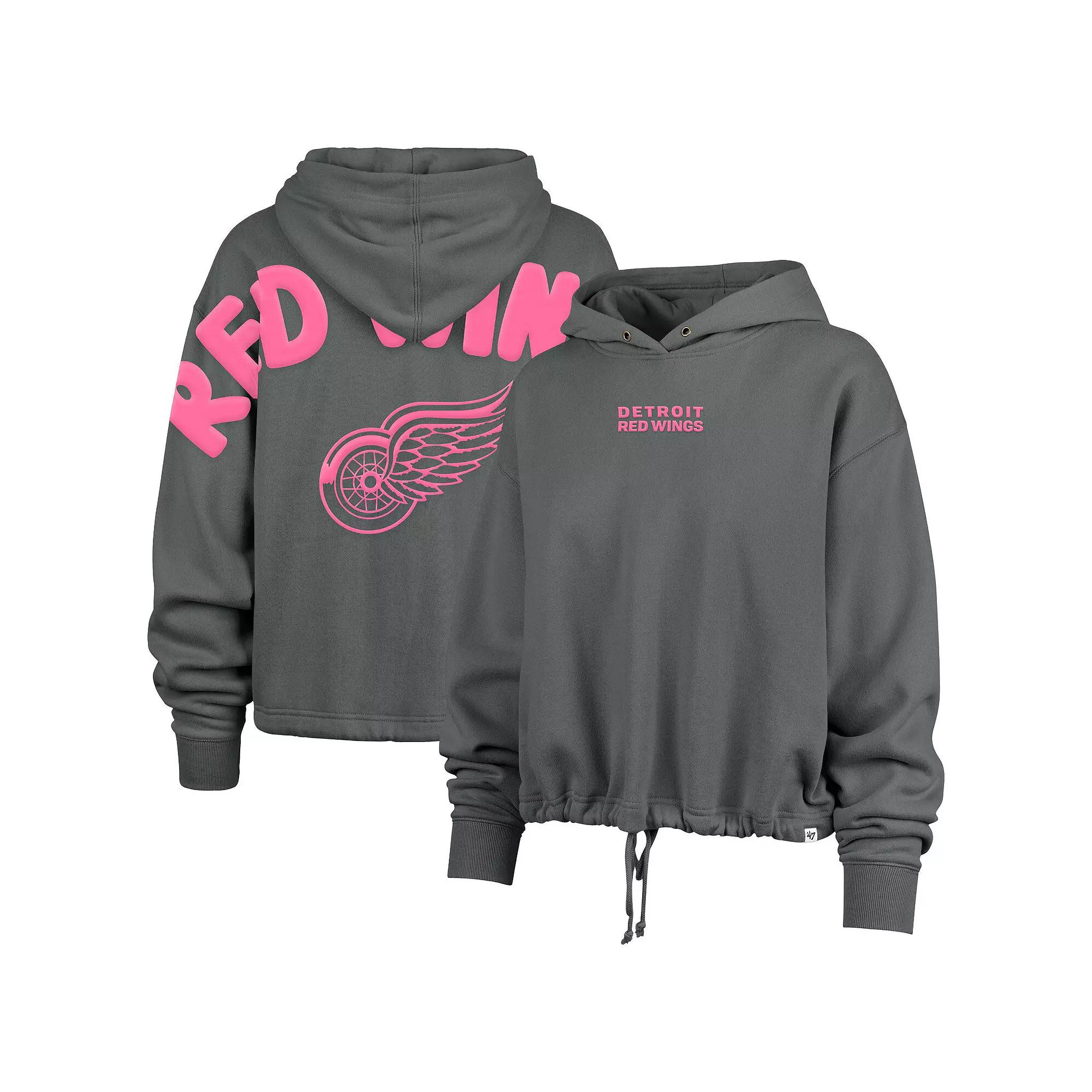 Women's '47 Gray Detroit Red Wings Bright Side Venice Cropped Pullover Hoodie,  Product Image