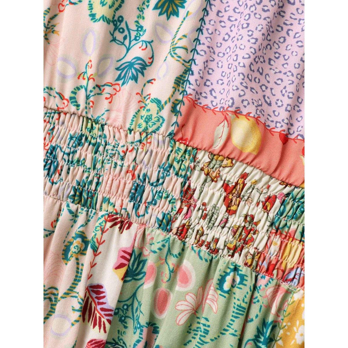 Plus Size Sunkissed Collage Print Flared Midi Dress Multicolor Women Playful Heart neckline Sleeveless Curvy BloomChic 22-24/3X Product Image