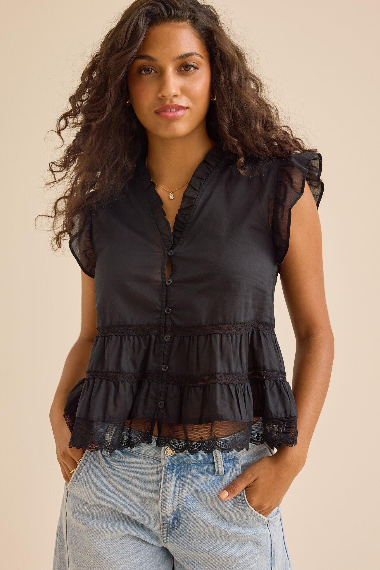 Elena Lace Babydoll Top Product Image