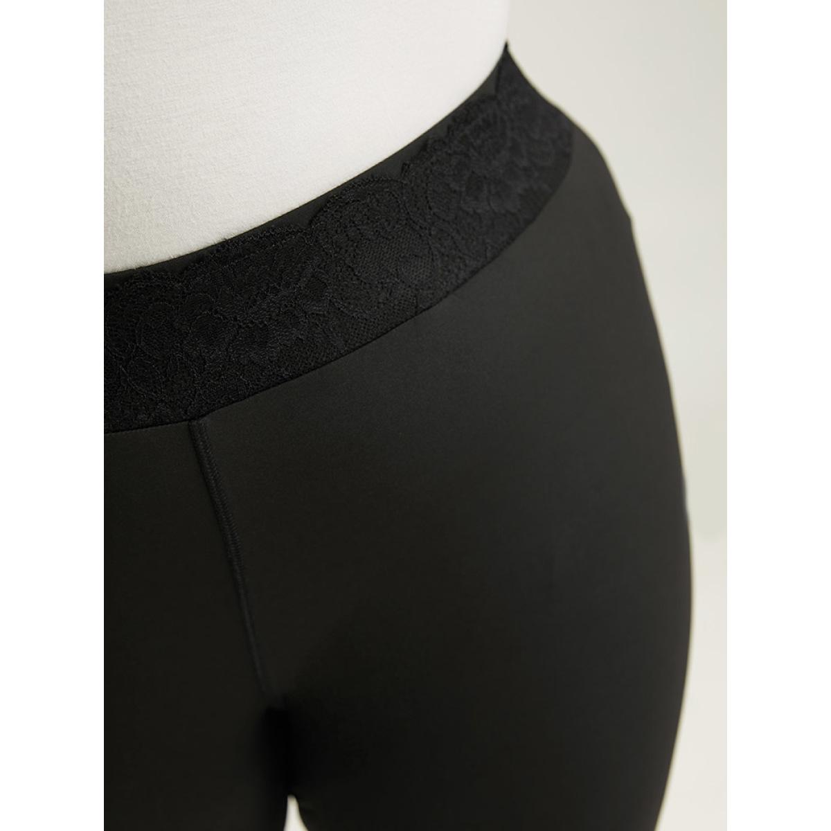 Plus Size High Rise Crochet Lace Skinny Leggings Women Black Elegant High stretch Skinny High Rise Dailywear Leggings BloomChic 10/M Product Image