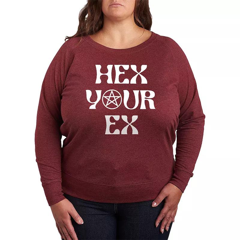 Plus Size Hex Your Ex French Terry Long Sleeve Tee, Womens Grey Green Product Image
