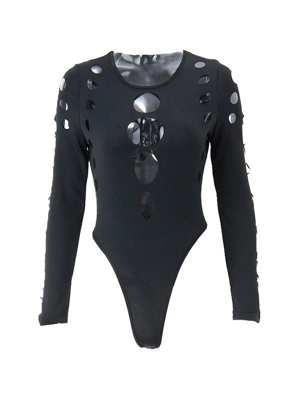 Black Cutout Long Sleeve Bodysuit Product Image