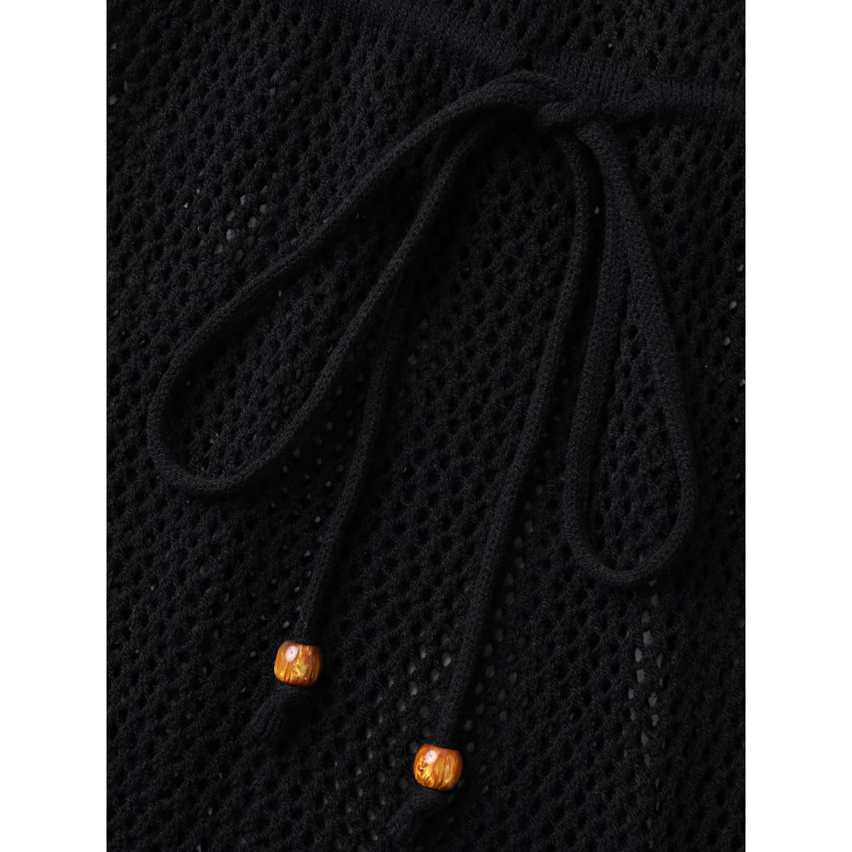 Plus Size Cut-Out Cinched-Waist Tie Swim Cover-Up Women's Swimwear Black Beach Bodycon Cut-Out Curve Swim Cover Ups BloomChic 28/5X Product Image