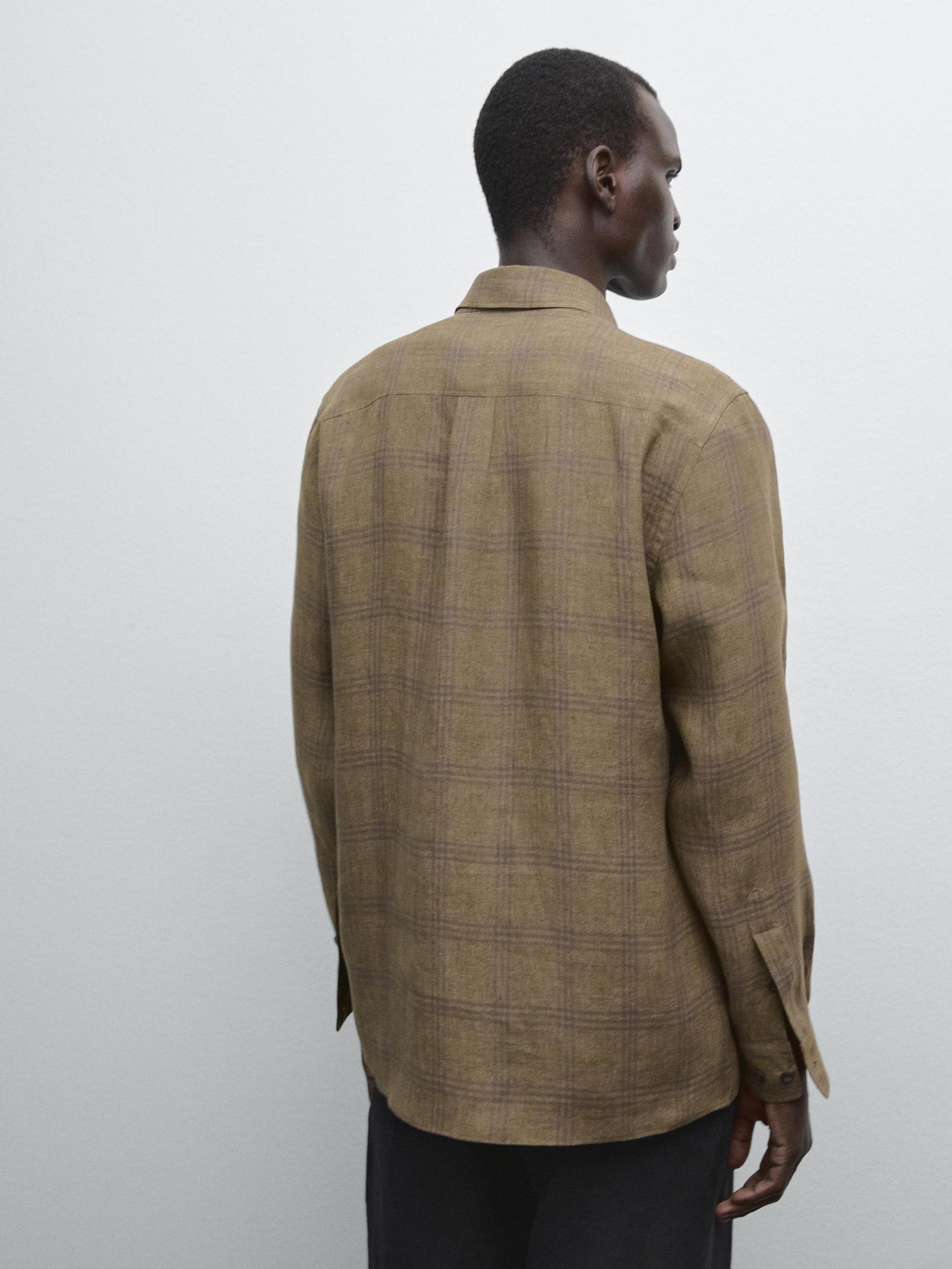 Regular fit linen check shirt Product Image