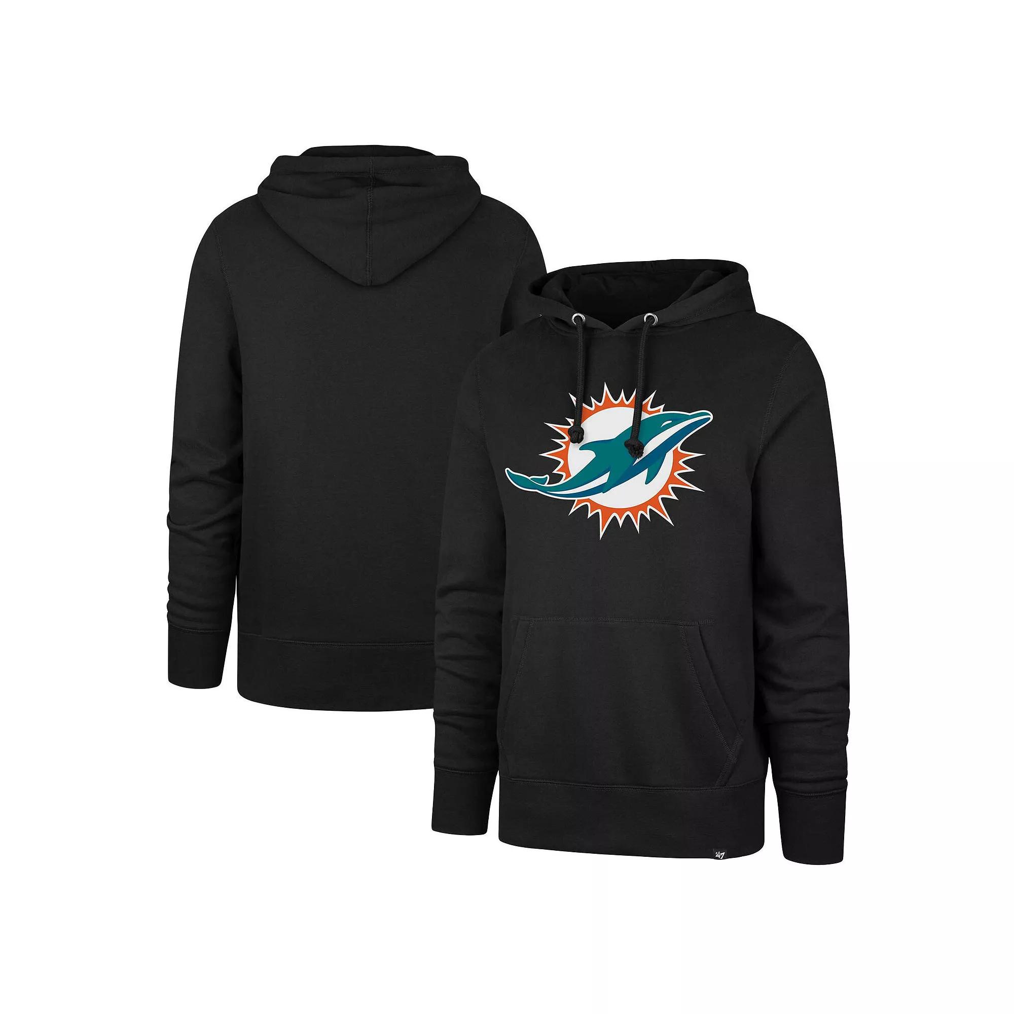 Men's '47 Black Miami Dolphins Box Out Headline Pullover Hoodie,  Product Image