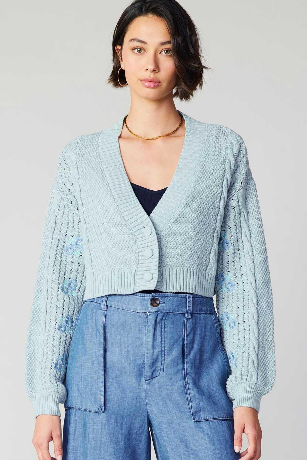 FINAL SALE Dorothy Floral Embroidered Cropped Cardigan Product Image