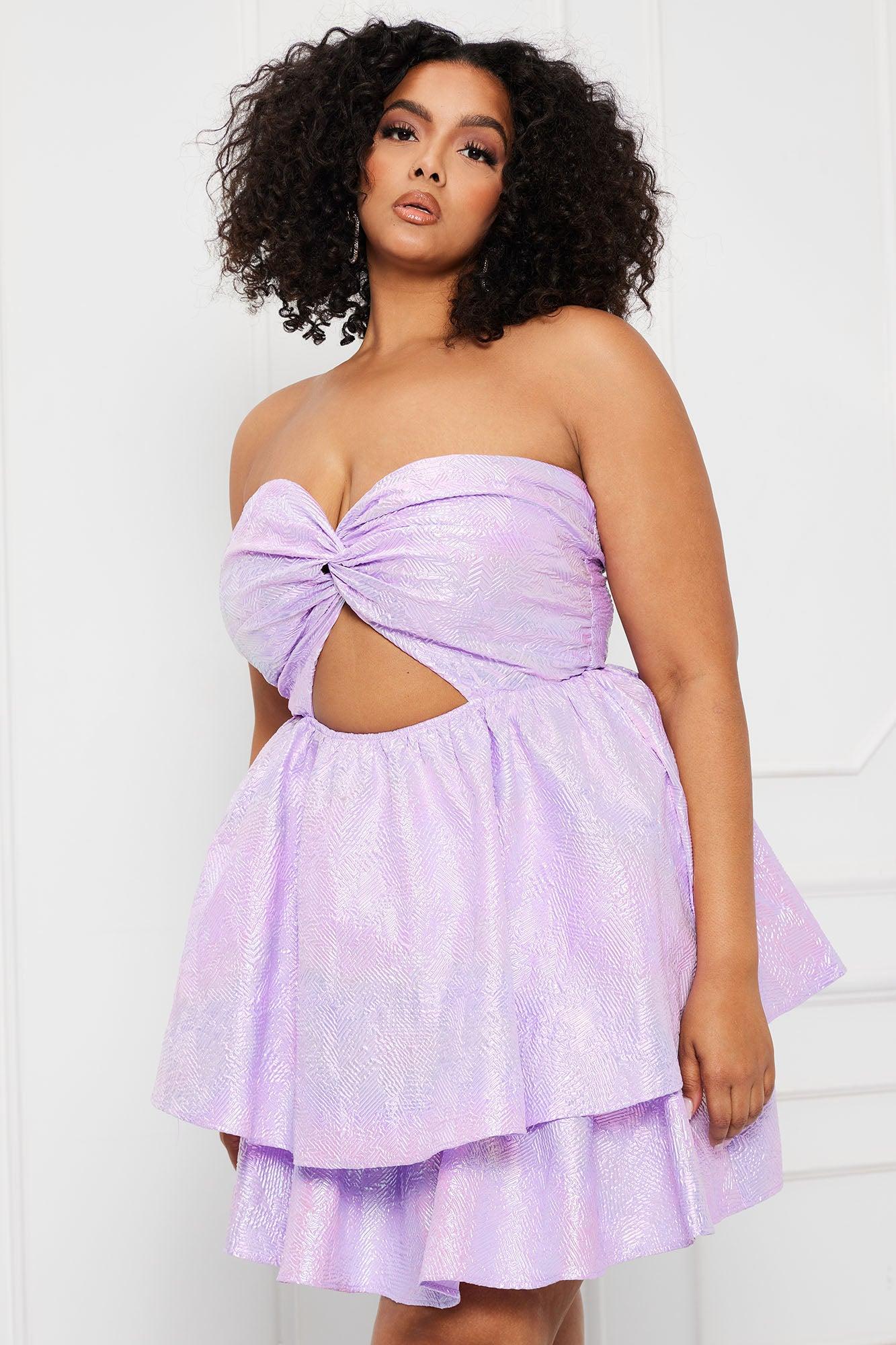 Violet Ray Metallic Mini Dress - Lavender Product Image