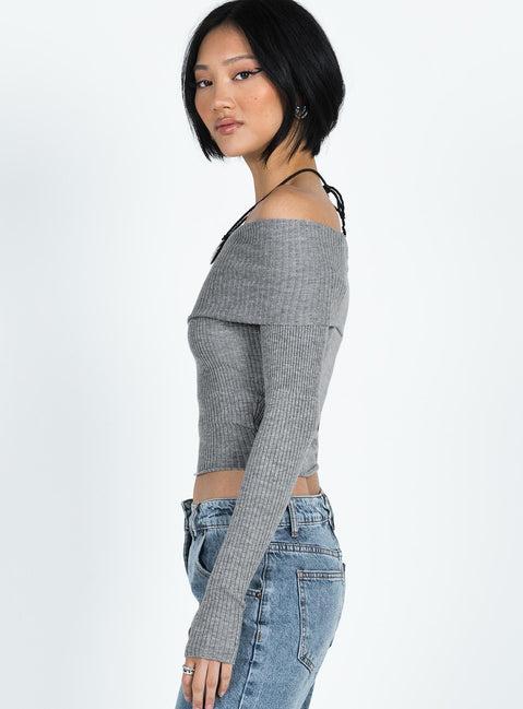 Morley Off Shoulder Sweater Grey Marle Product Image
