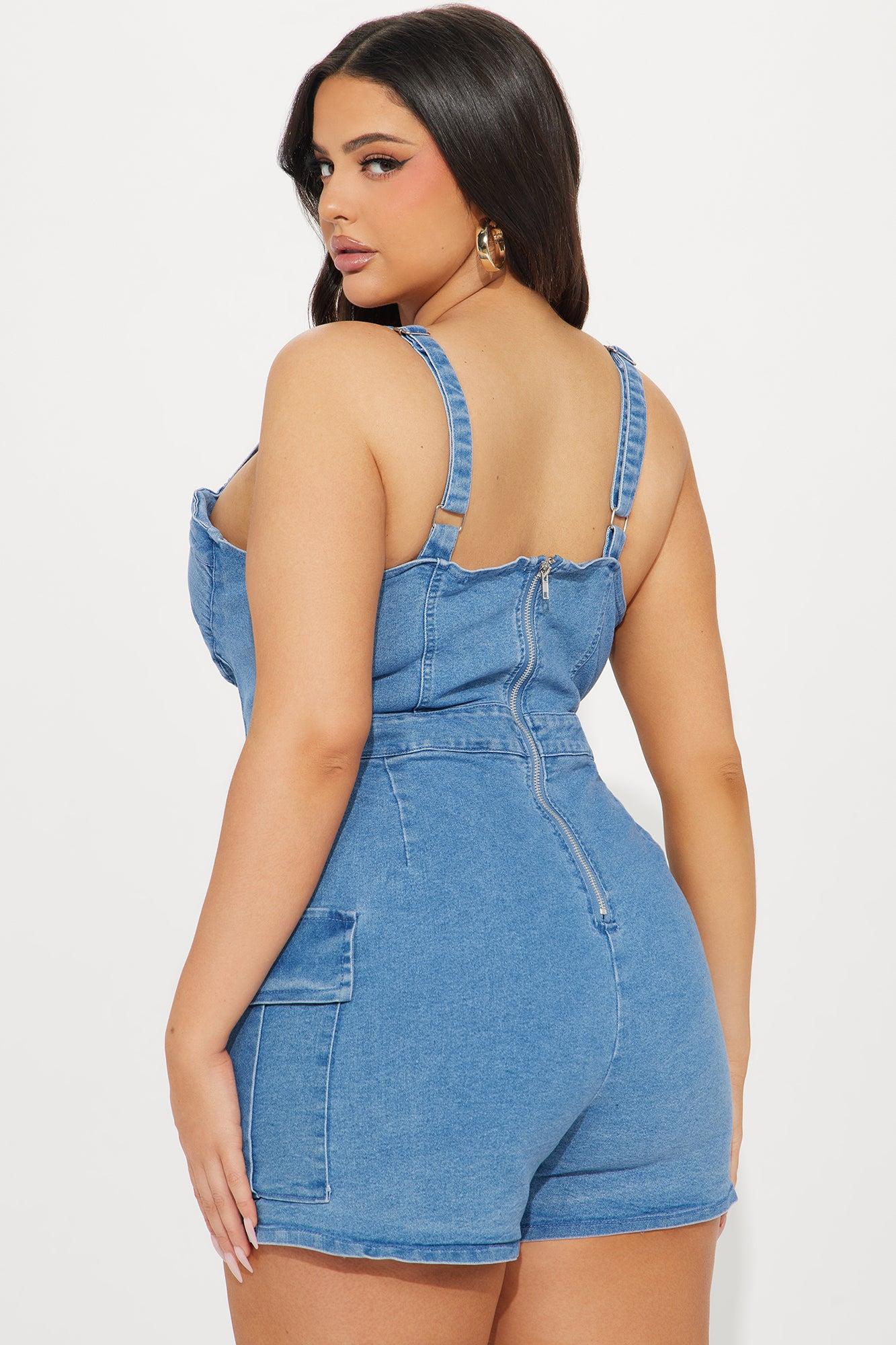 Michelle Denim Romper - Light Wash Product Image