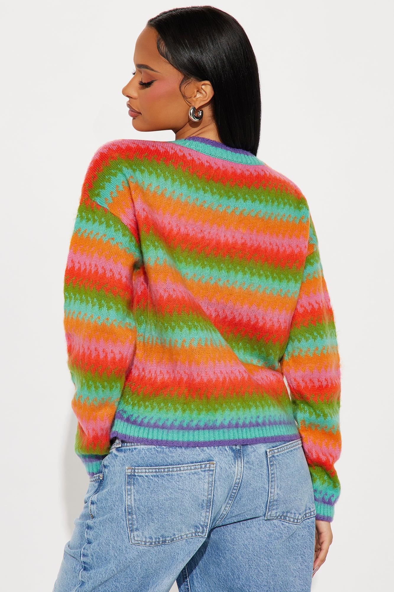 Sweet Life Striped Sweater - Multi Color Product Image