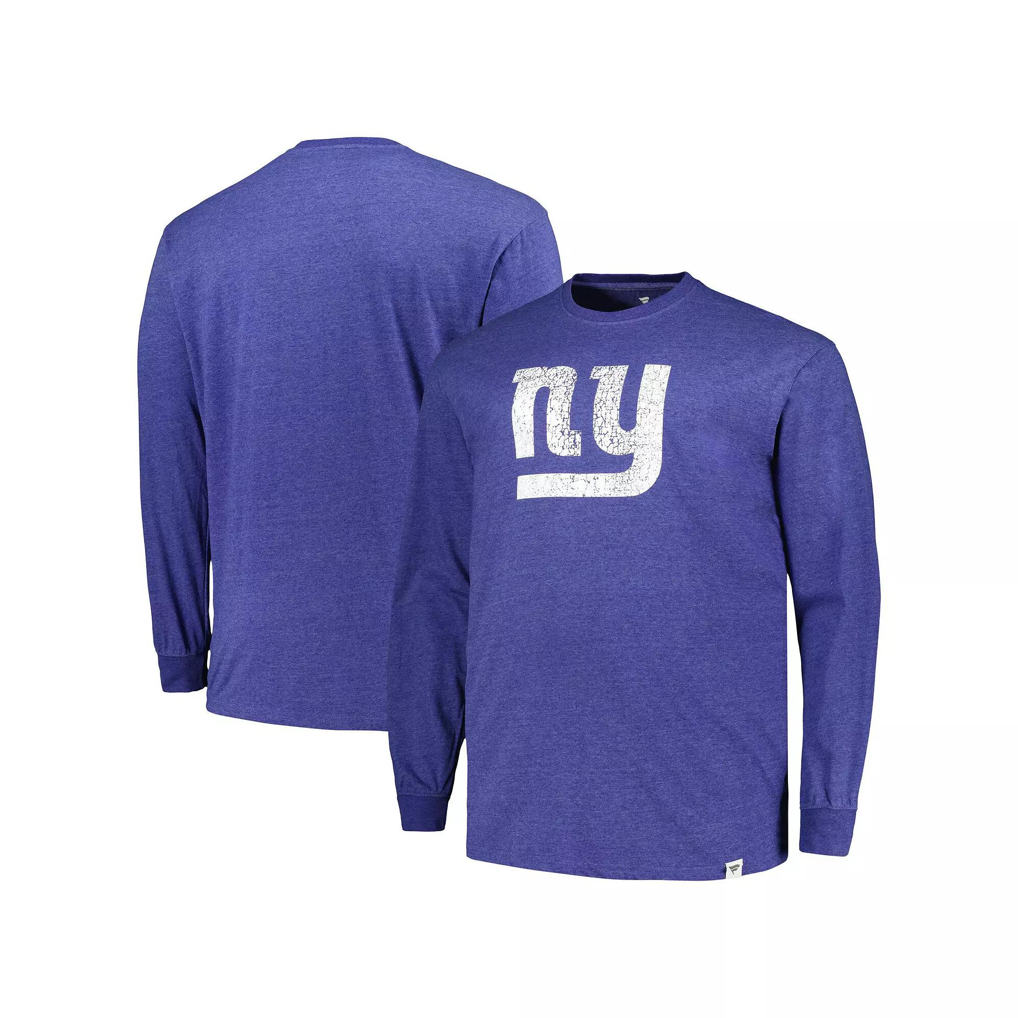 Men's Profile  Heather Royal New York Giants Big & Tall Throwback Long Sleeve T-Shirt, Size: XLT, Blue Product Image