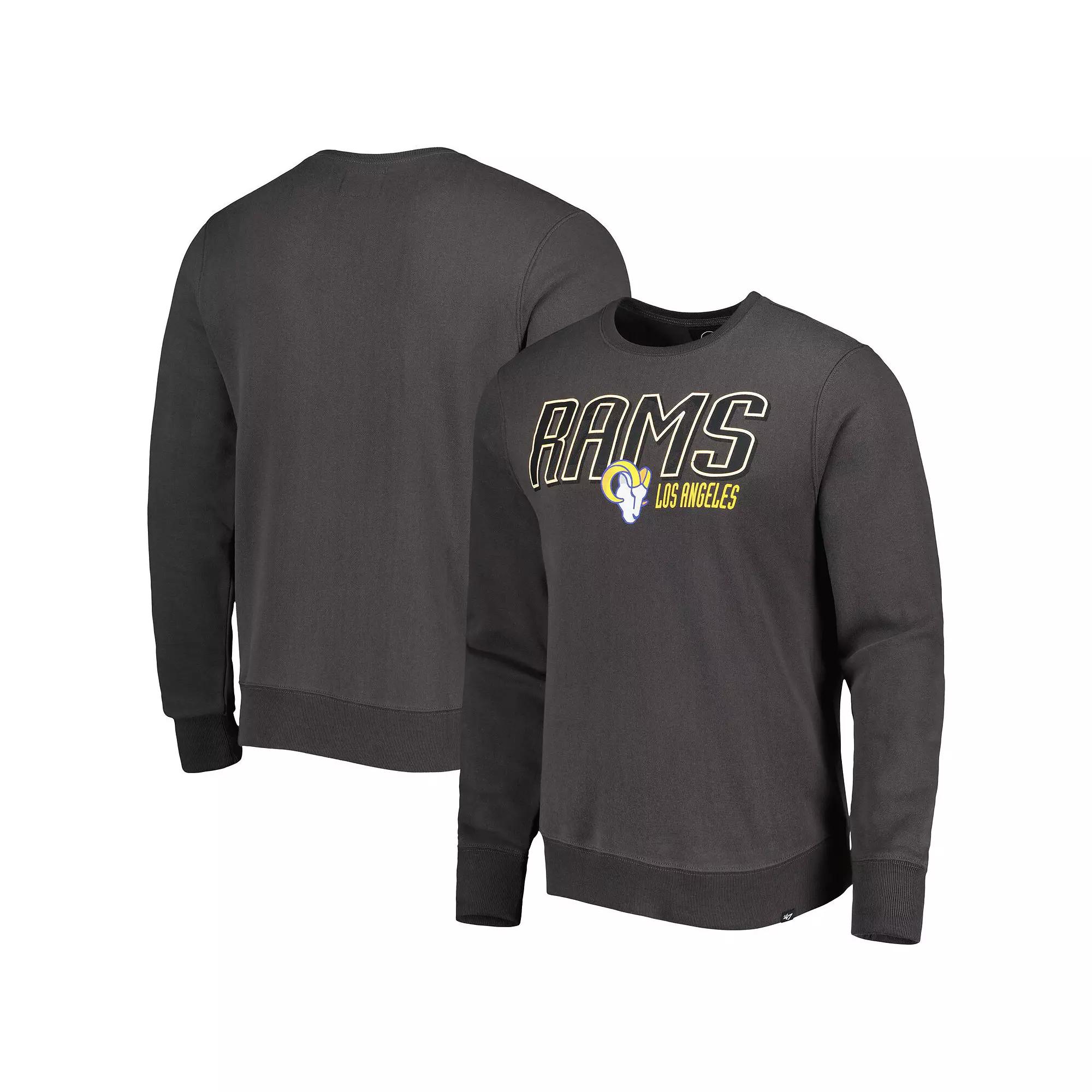 Men's '47 Charcoal Los Angeles Rams Locked In Headline Pullover Sweatshirt, Size: Medium Product Image