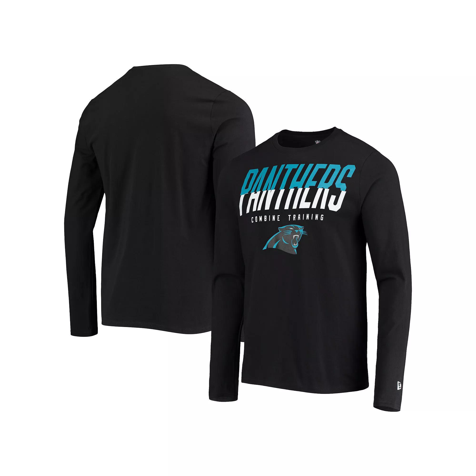 Men's New Era Black Carolina Panthers Combine Authentic Split Line Long Sleeve T-Shirt,  Product Image