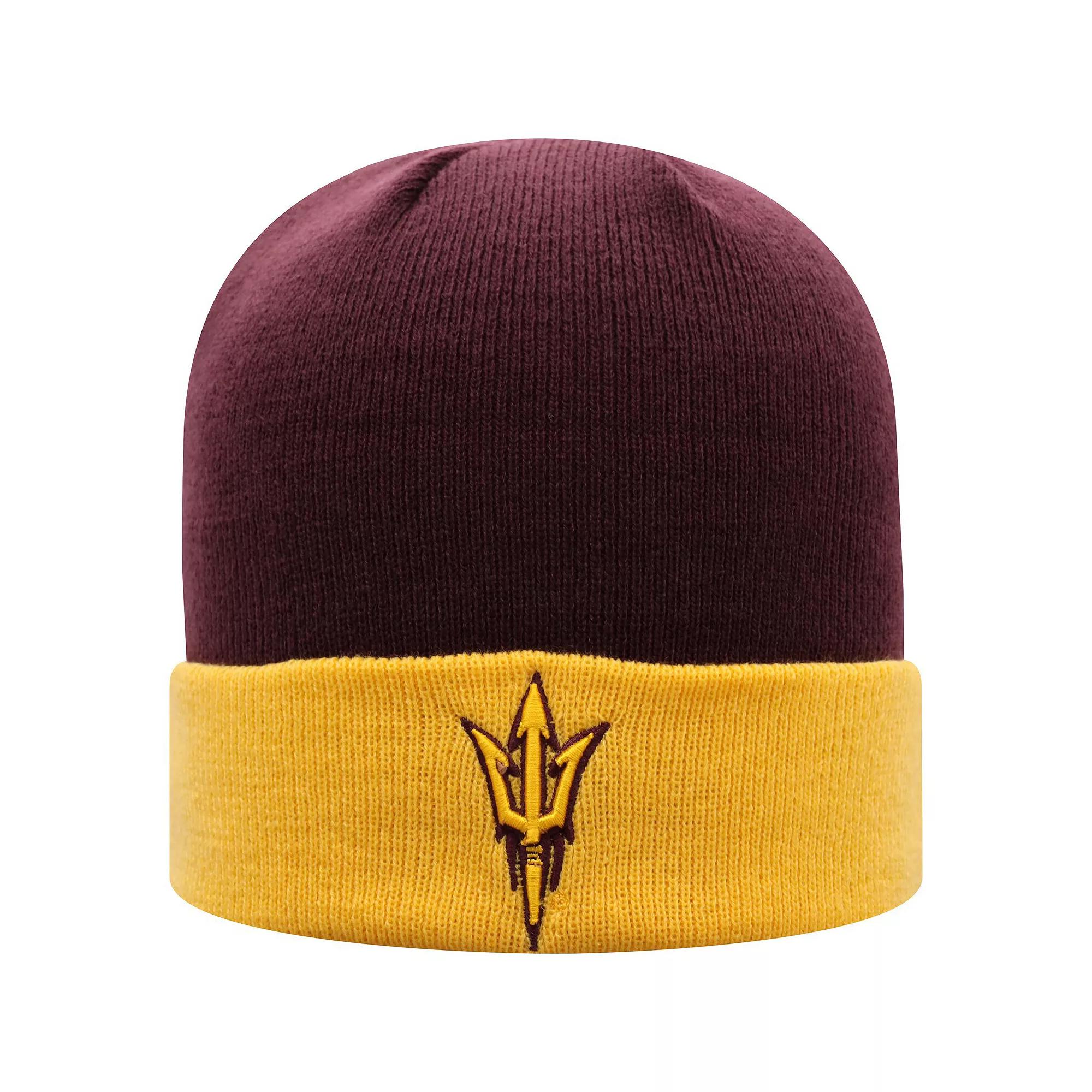 Men's Top of the World Maroon/Gold Arizona State Sun Devils Core 2-Tone Cuffed Knit Hat, Red Product Image