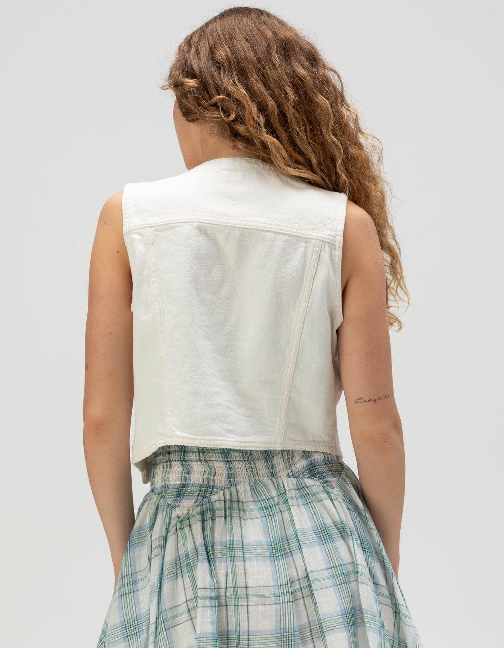 GUESS JEANS Womens Denim Vest - WHITE Product Image