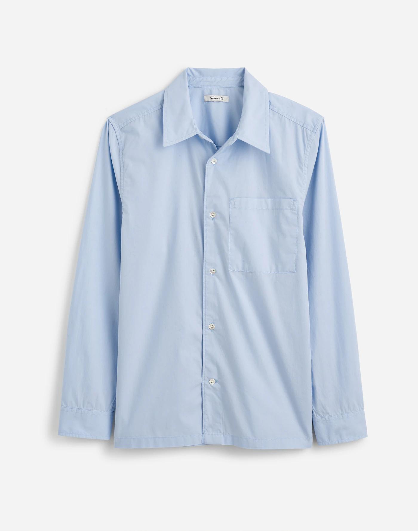 Straight-Hem Cotton Button-Up Shirt Product Image