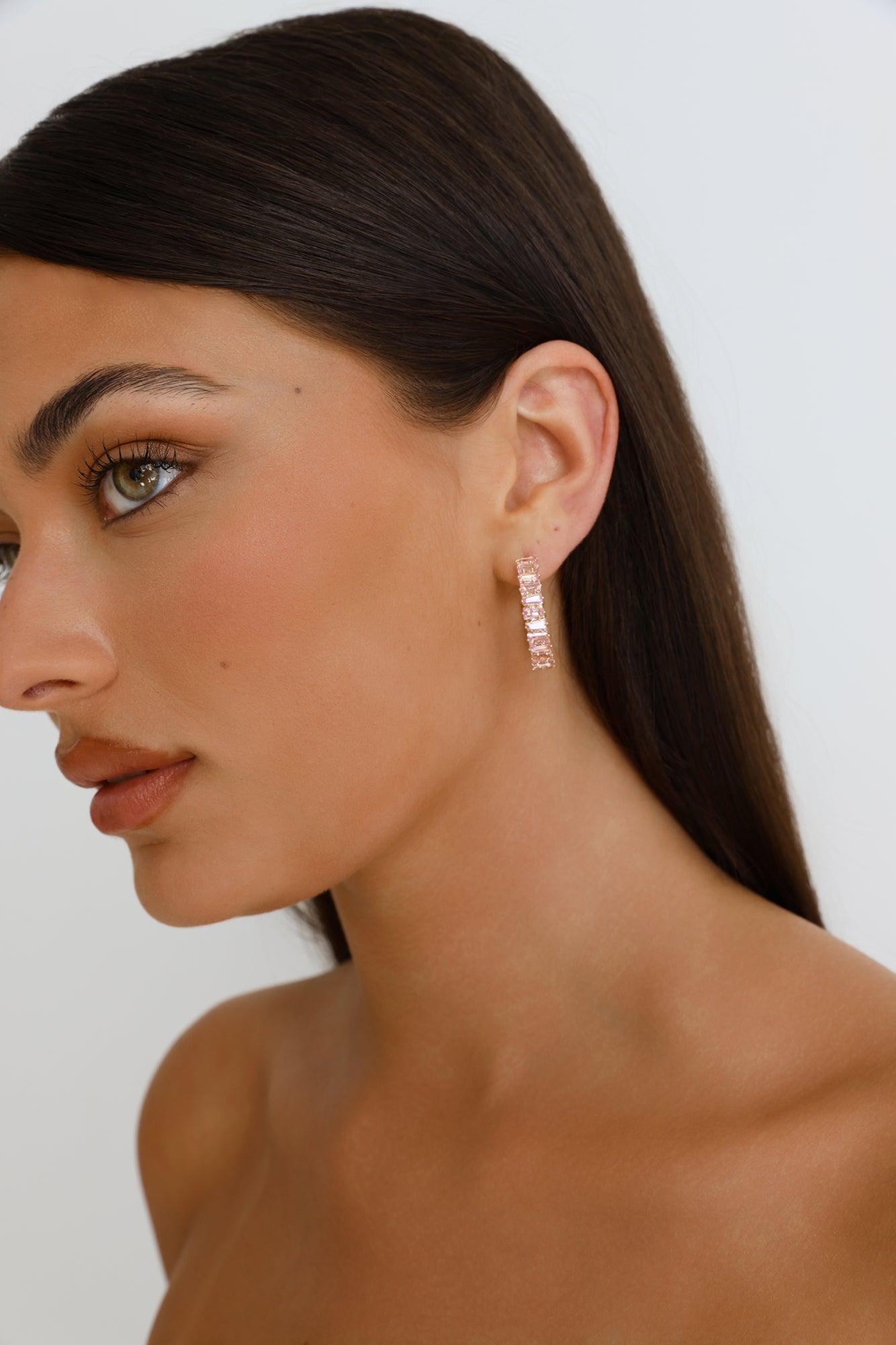 Rose Crystal Earrings Gold Product Image